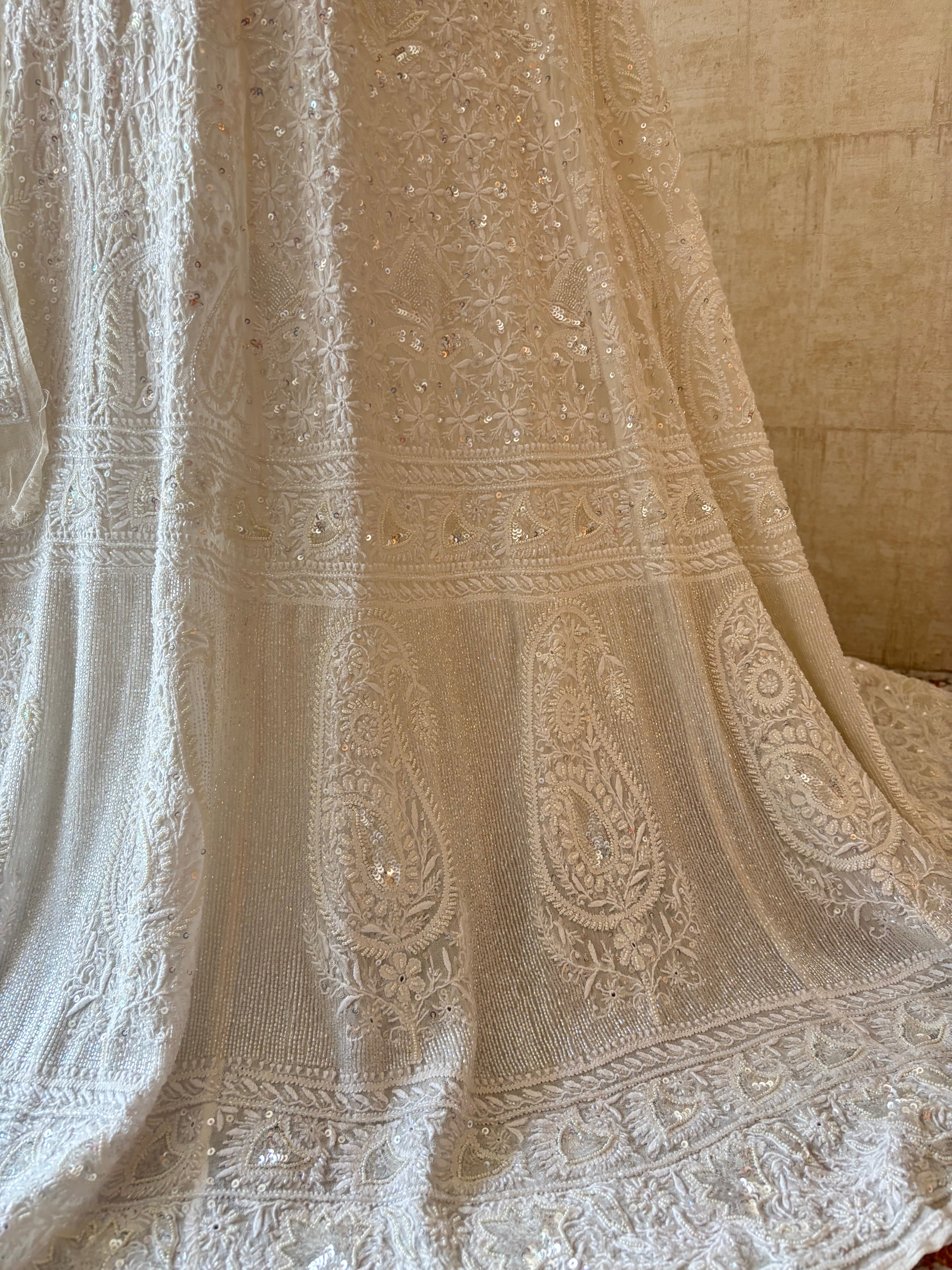 Dyeable Pure & Premium Georgette Chikankari Lehenga Set