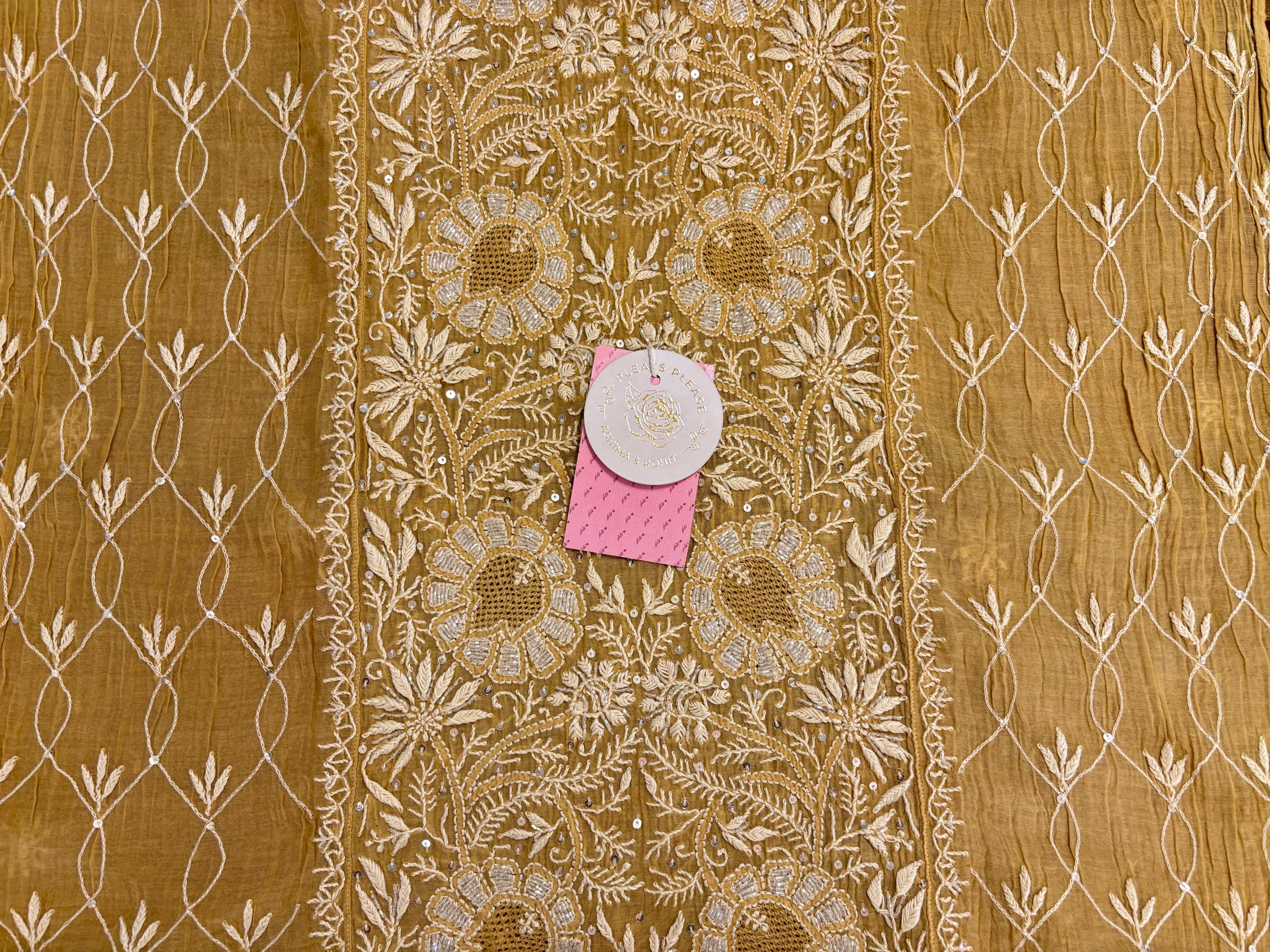 Beige Chanderi Chikankari Kurta & Dupatta