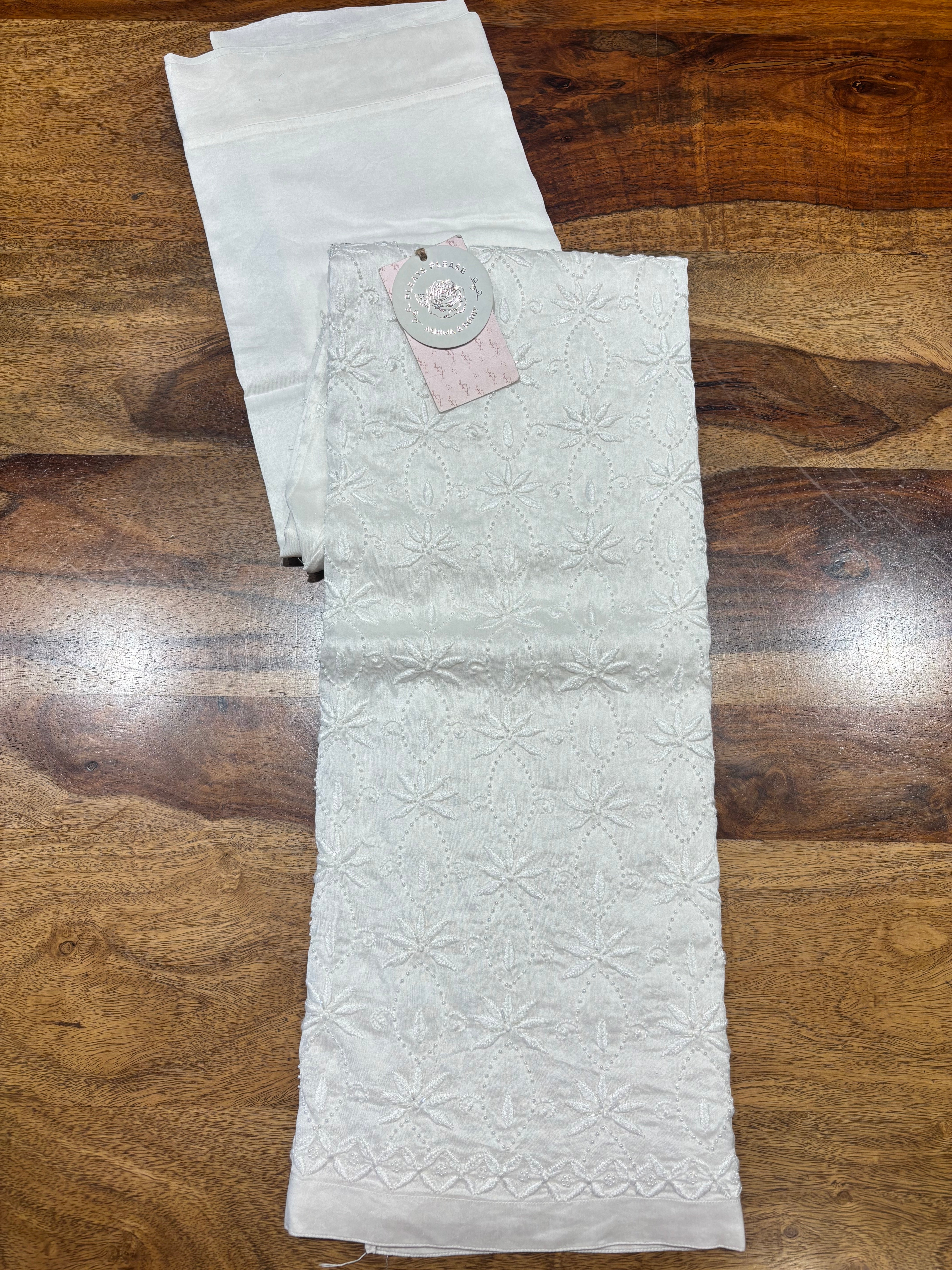 Dyeable Chanderi Silk Chikankari Bottom