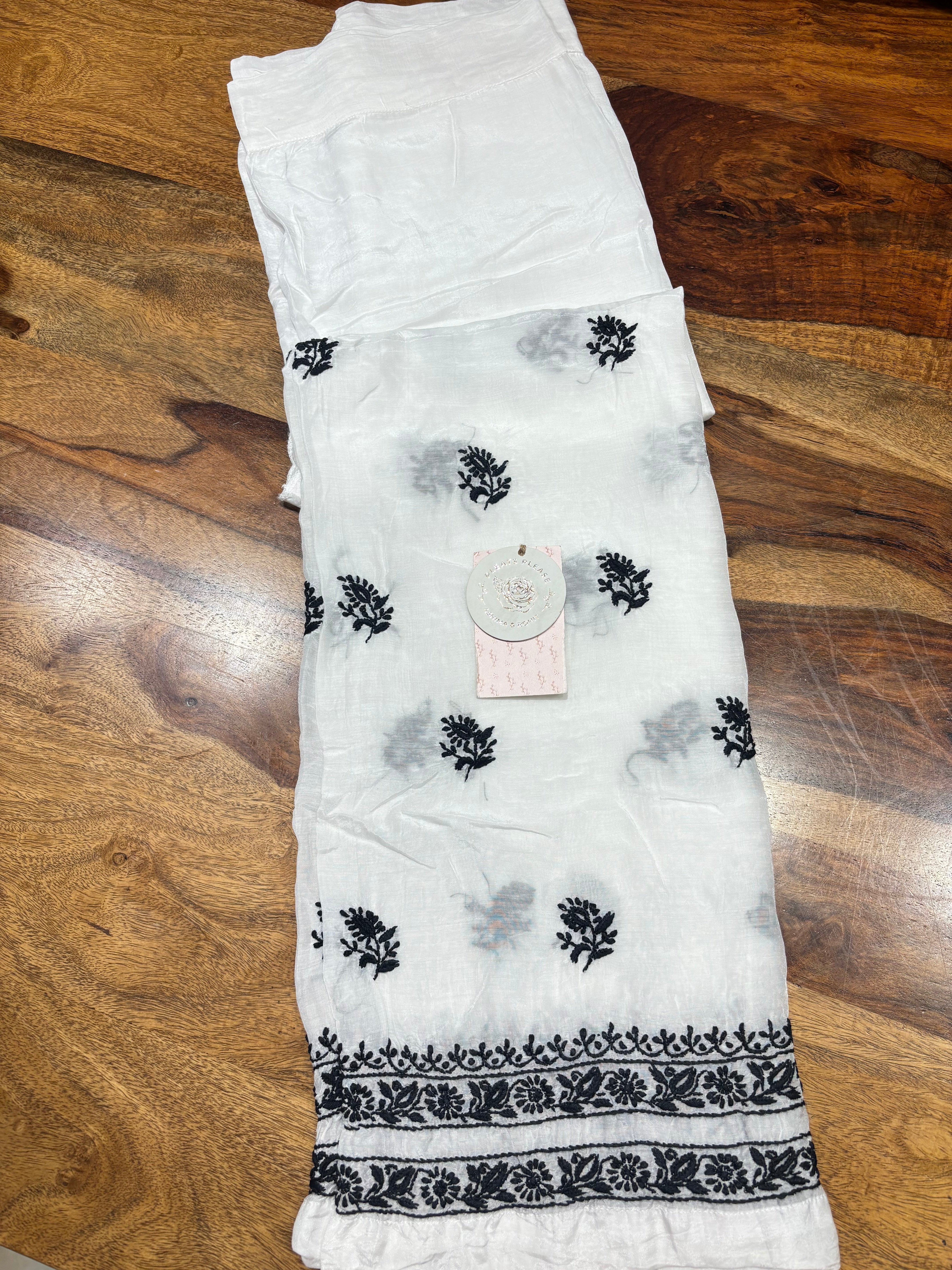 Dyeable Muslin Silk Chikankari Co-ord Set