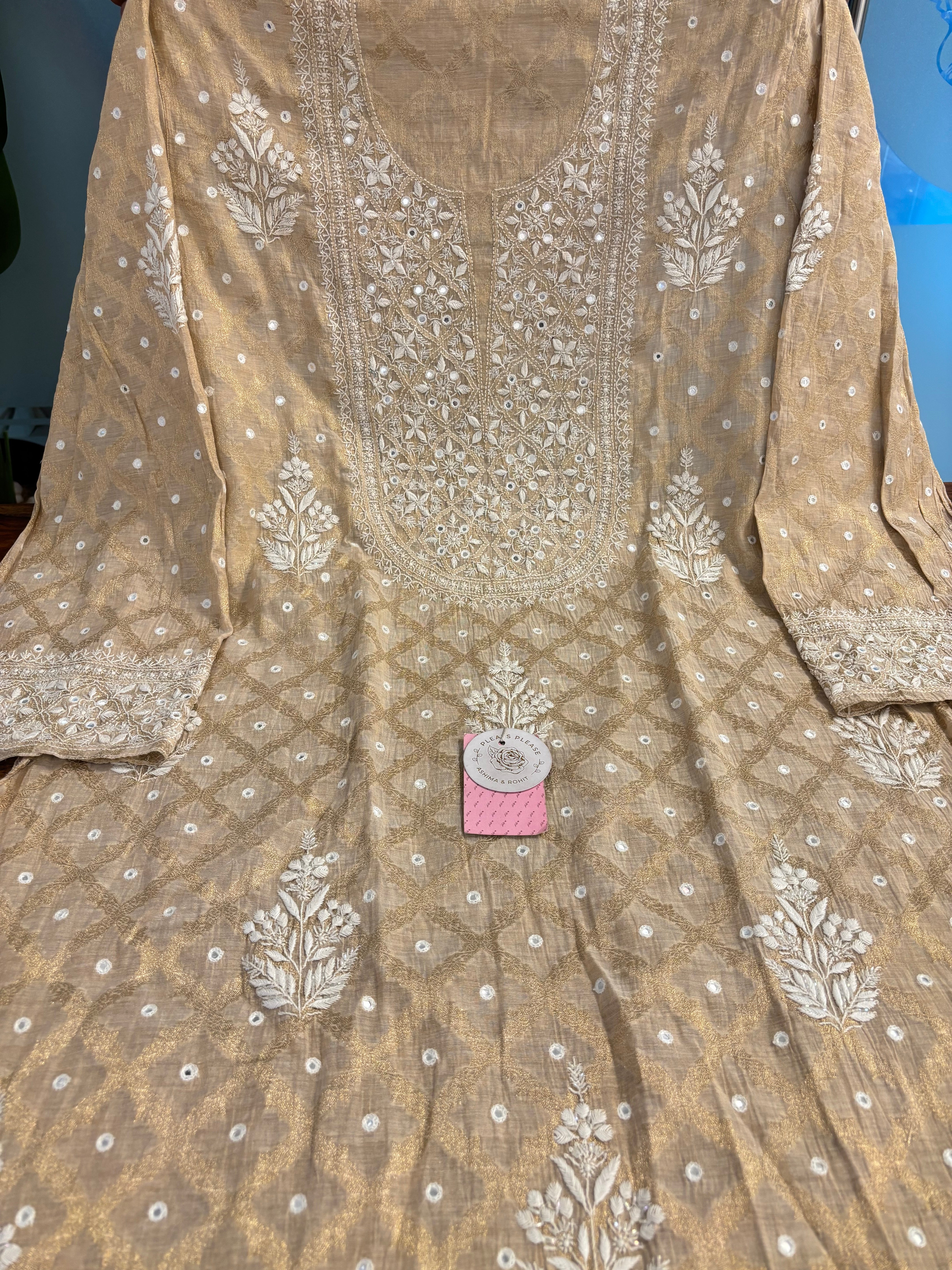Dyeable Pure Tissue Chikankari Kurta & Dupatta