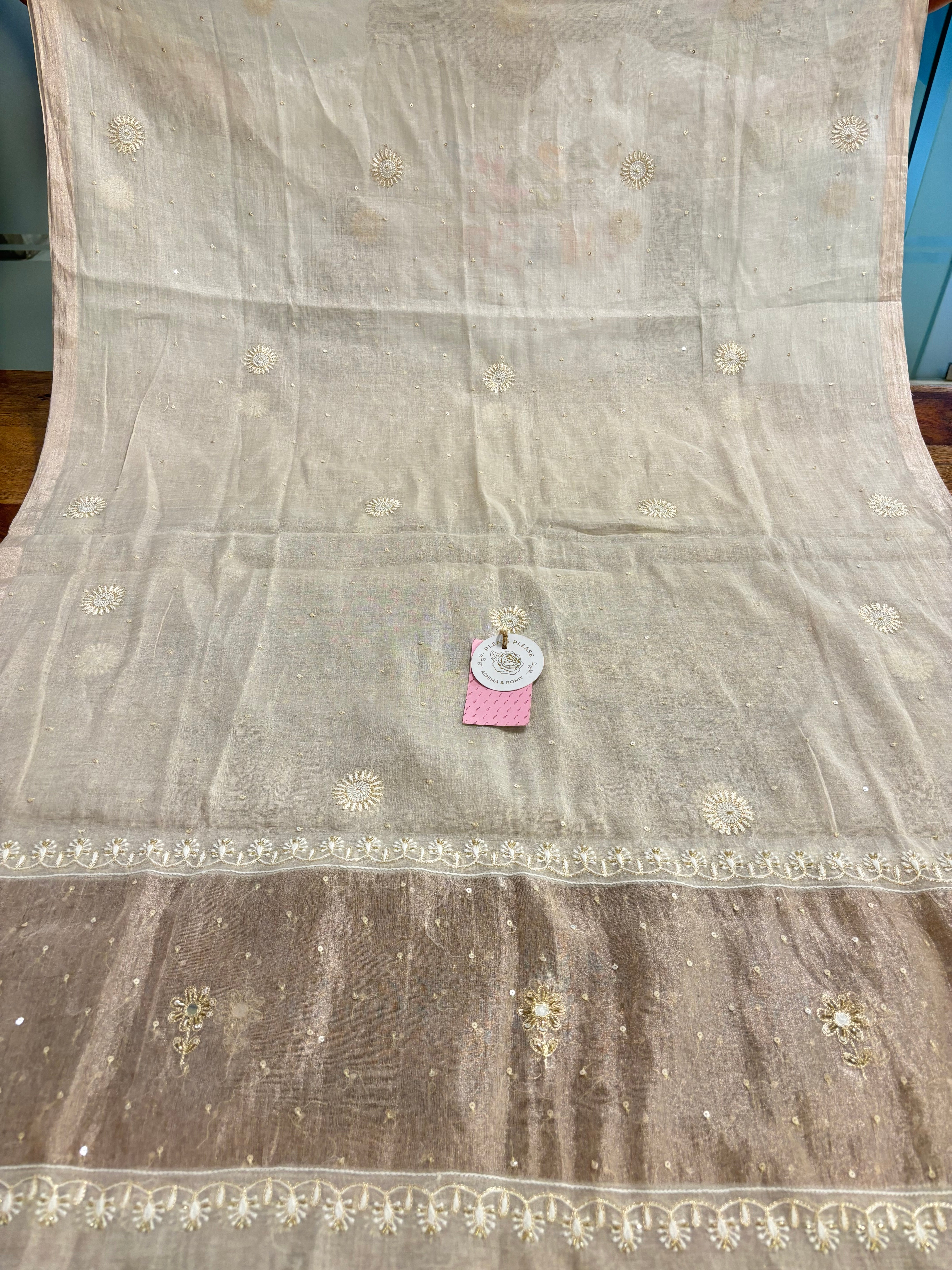 Dyeable Ivory Silver Pure & Premium Tissue Chikankari Kurta & Dupatta