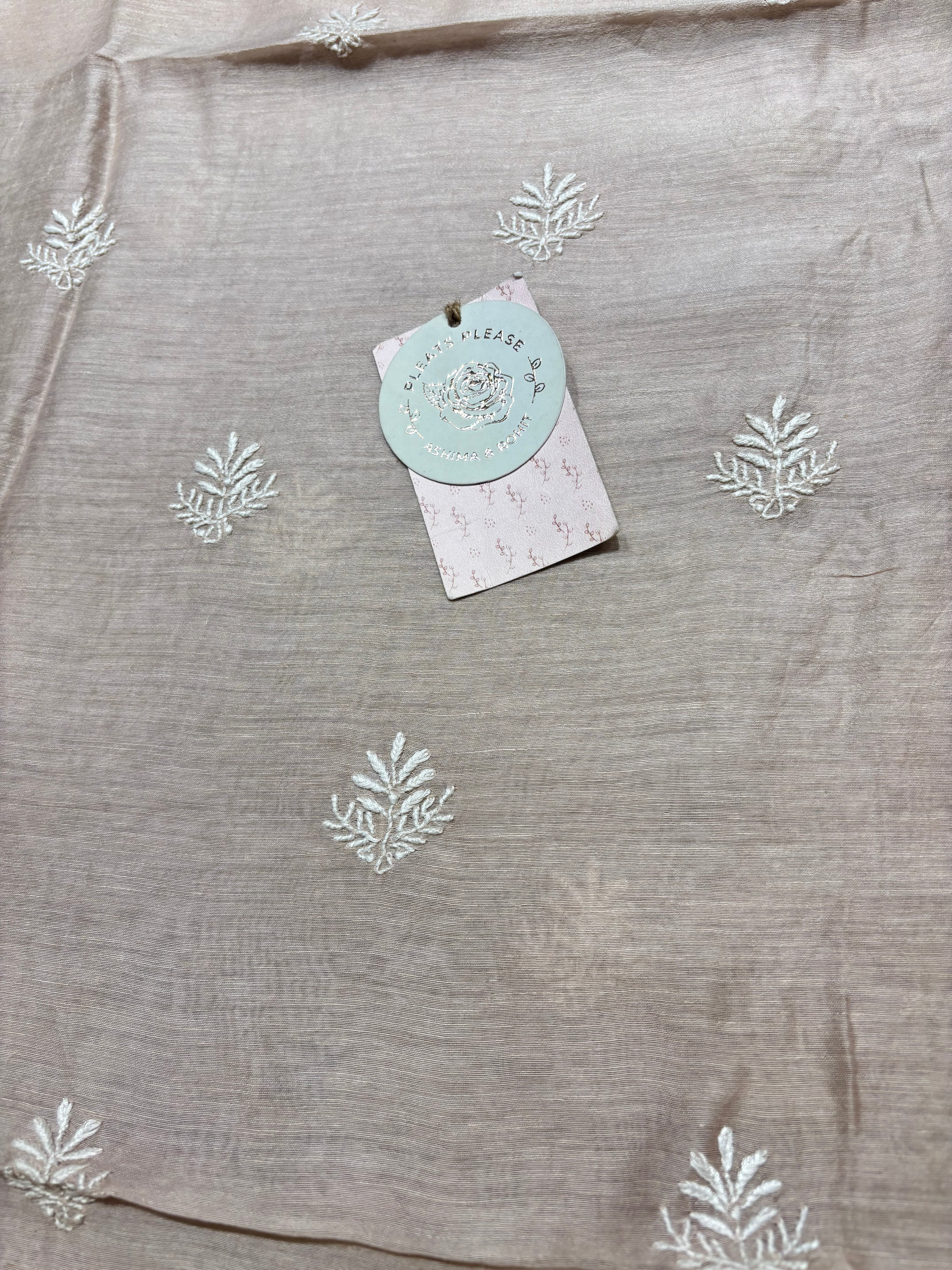 Rose Gold Linen Chikankari Men’s Kurta Fabric