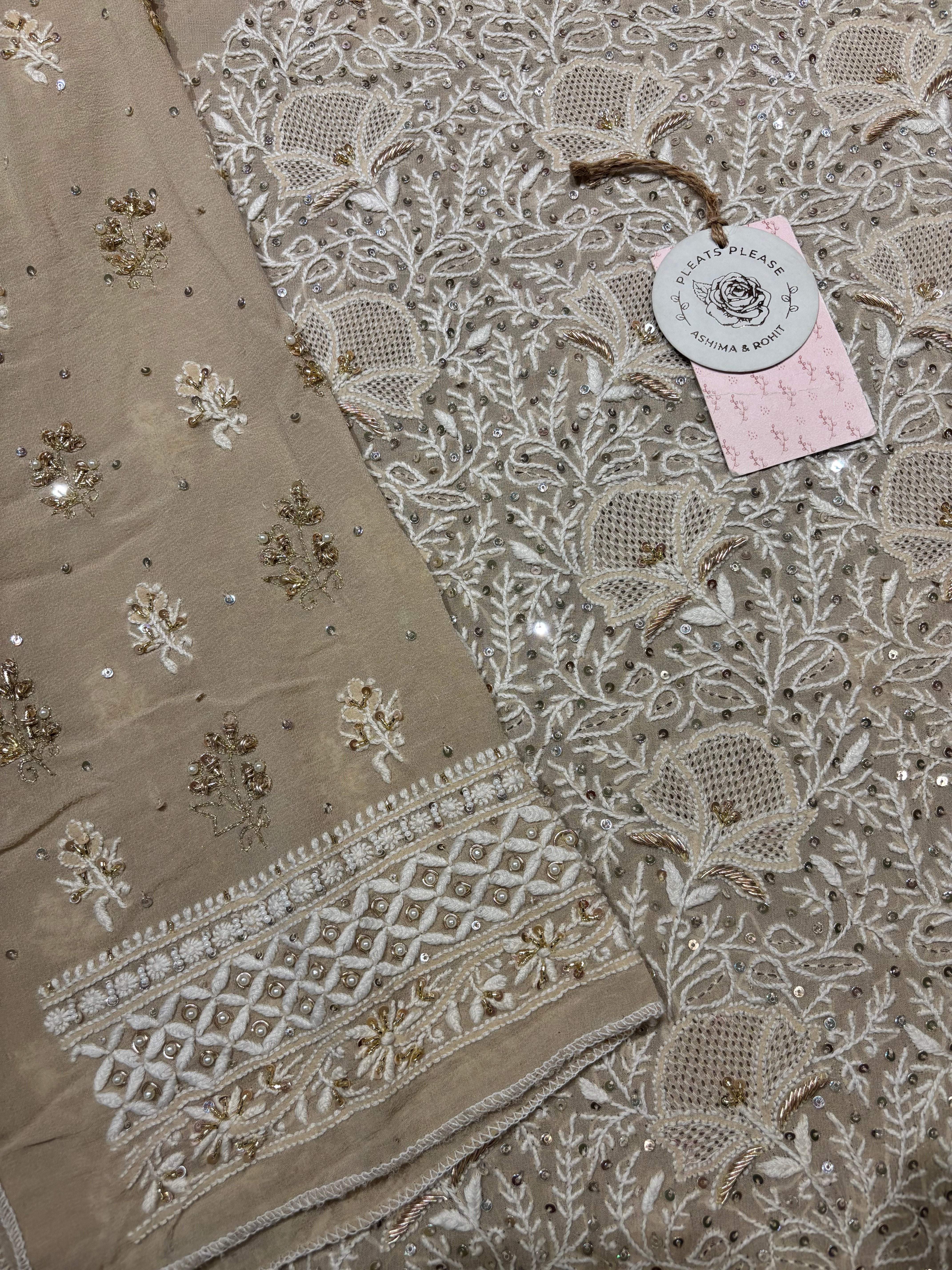 Coffee mocha Pure and Premium Georgette Kurta and Dupatta set