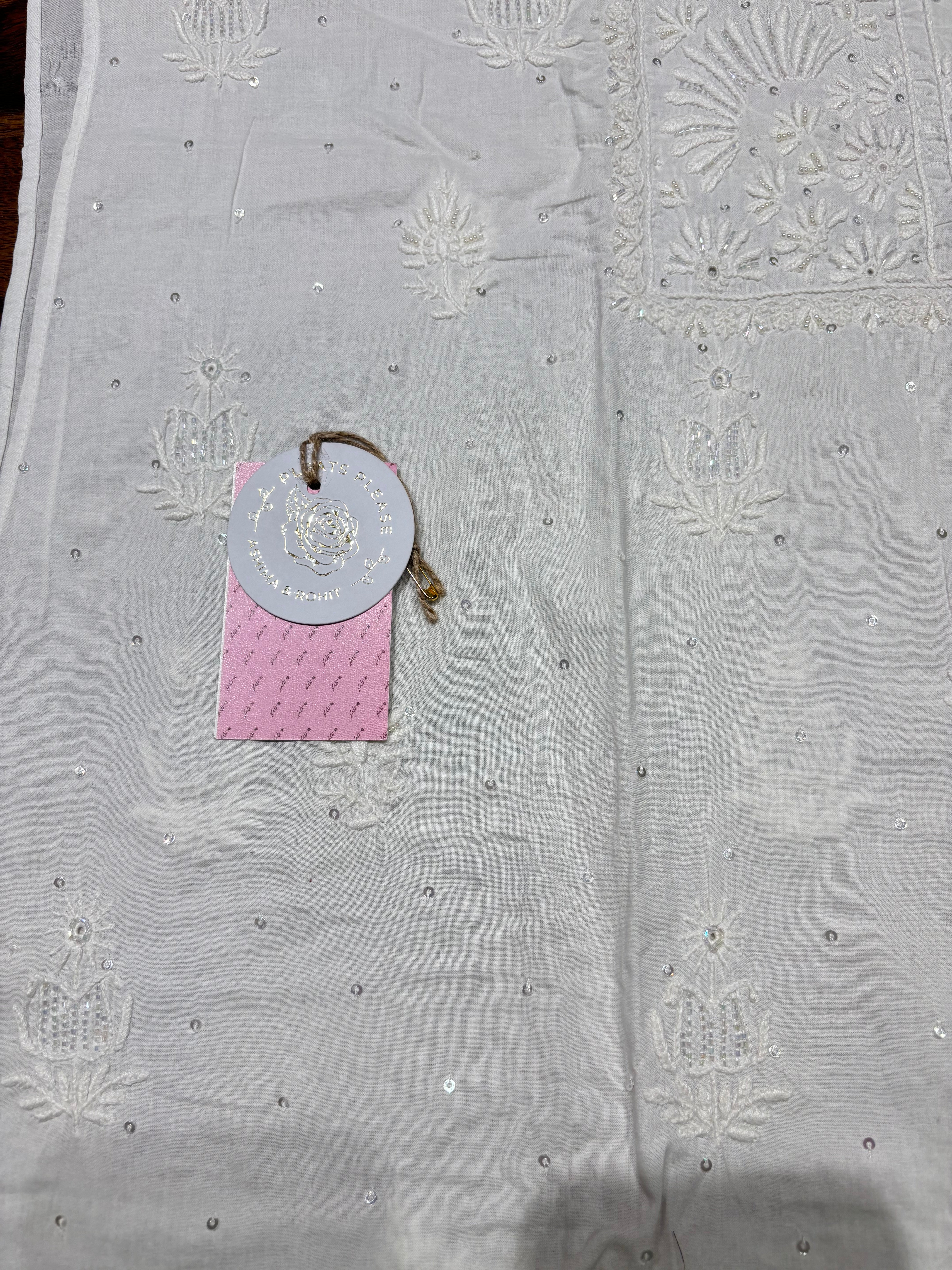 Dyeable Mulmul Chikankari Kurta & Dupatta Set