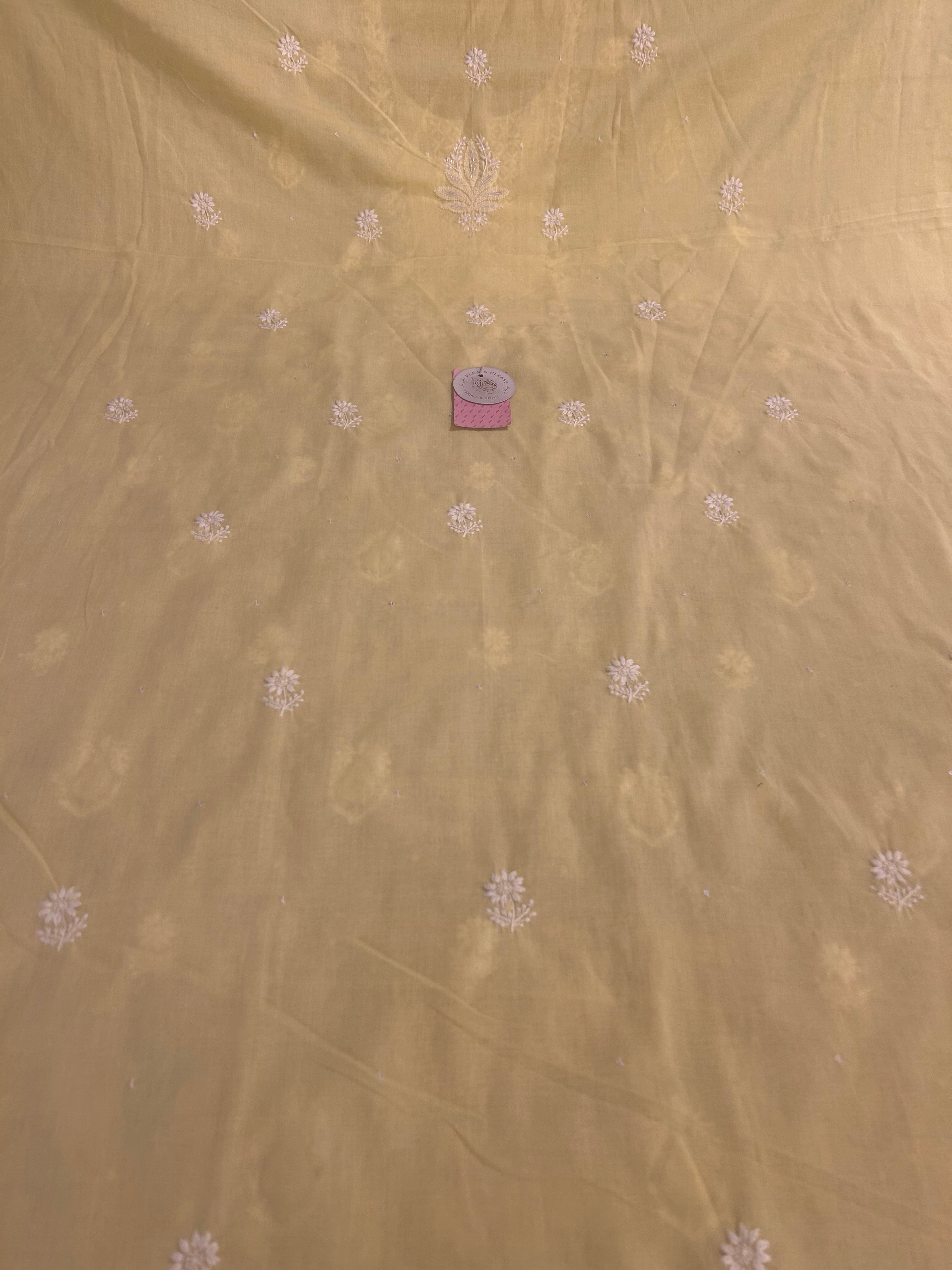 Butter Yellow Mulmul Chikankari Kurta