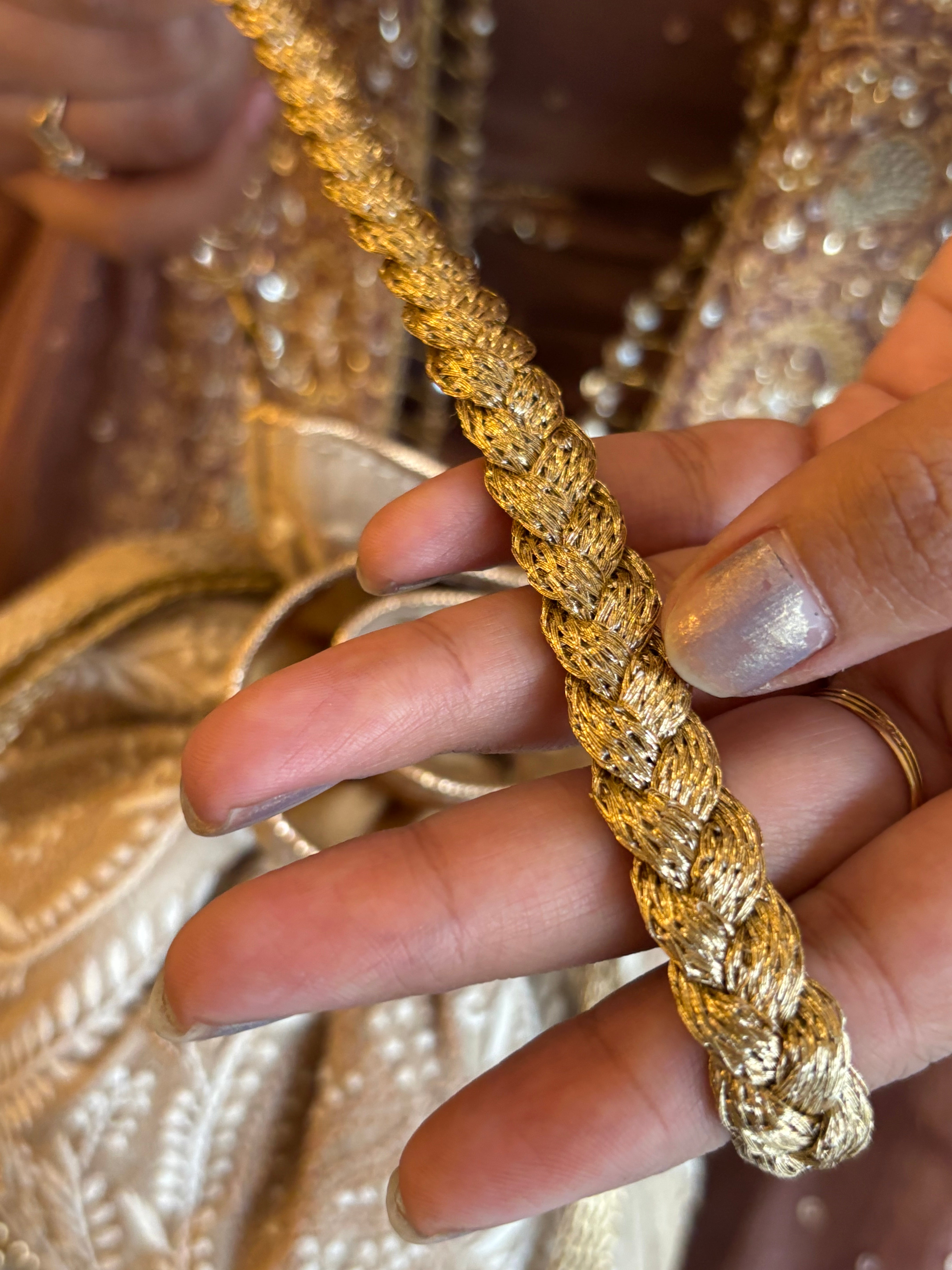 Beige Chikankari Potli