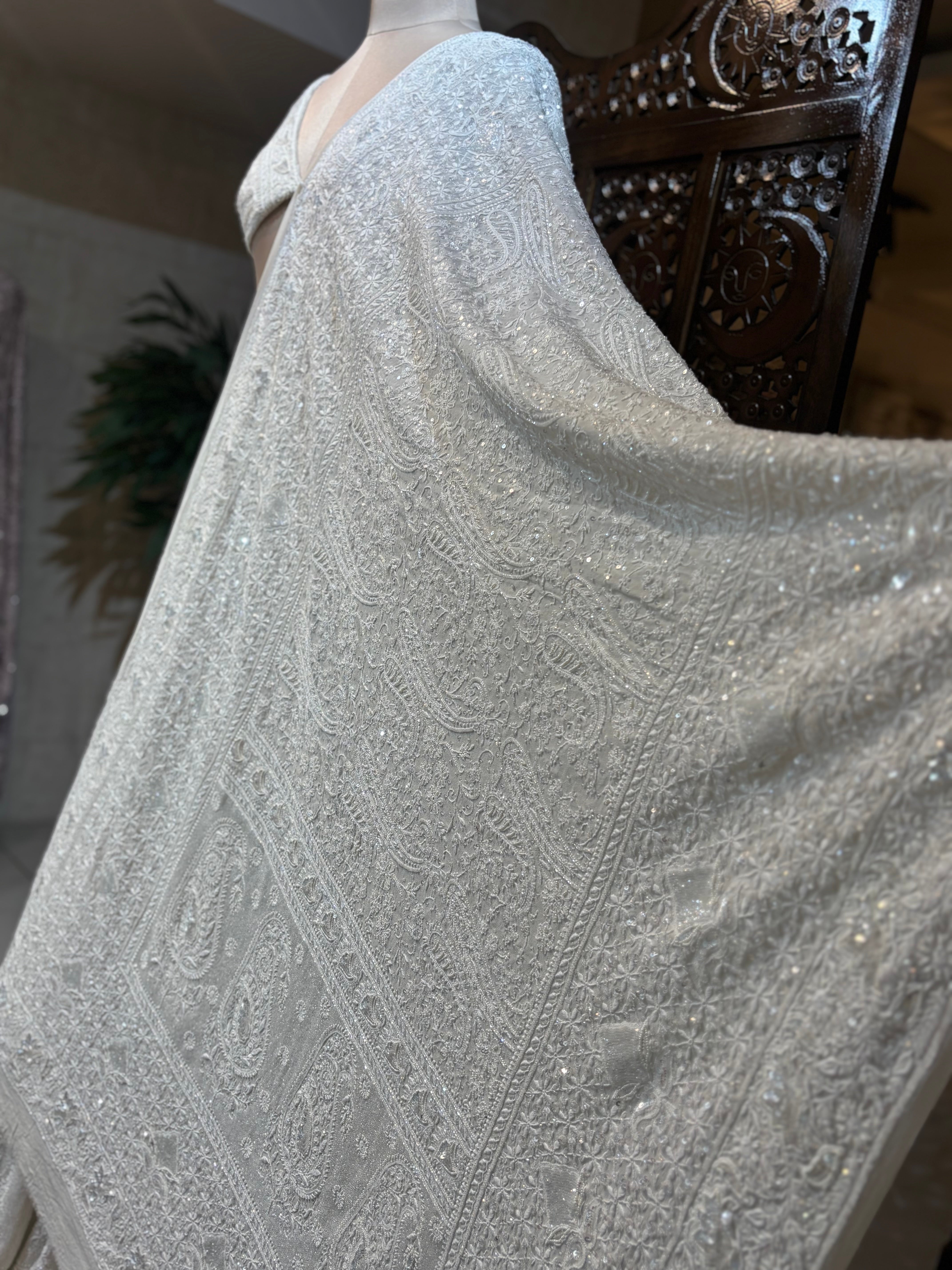 Dyeable Pure & Premium Georgette Chikankari Lehenga Set