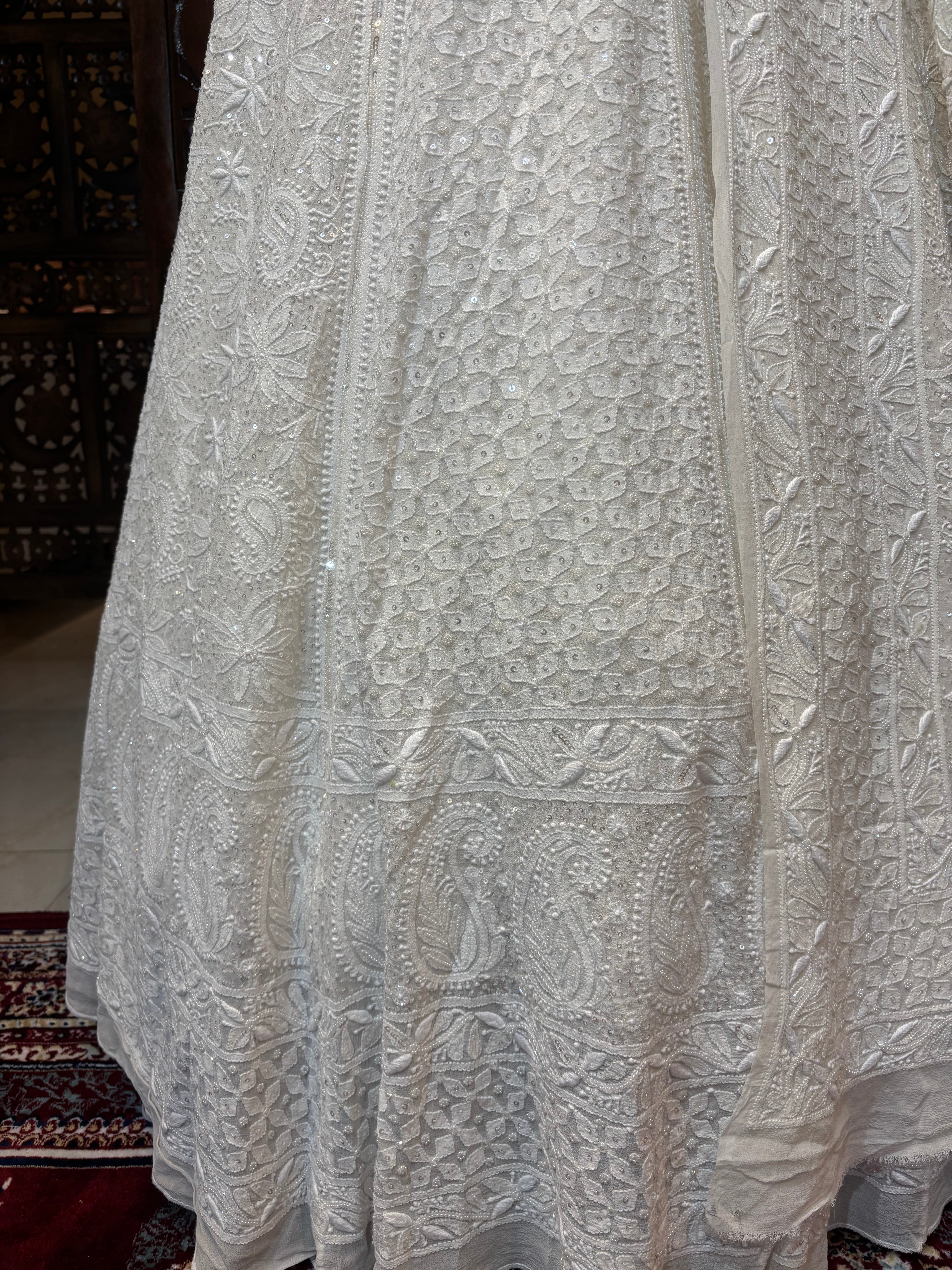 Dyeable Pure & Premium Georgette Chikankari Lehenga & Dupatta Set - Pleats PleaseChikankari