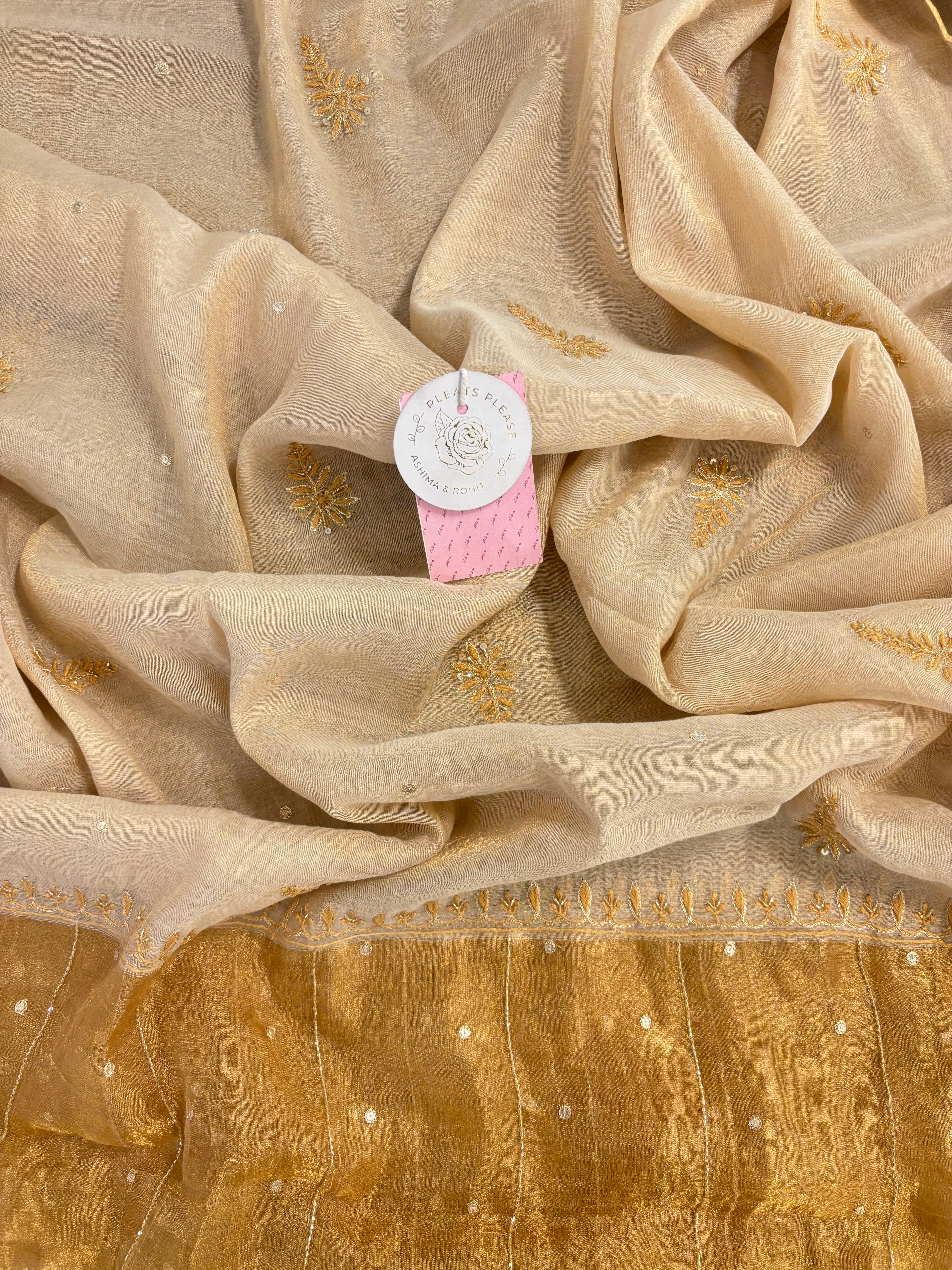 Dyeable Pure & Premium Tissue Chand Boota Chikankari Kurta & Dupatta - Pleats PleaseChikankari