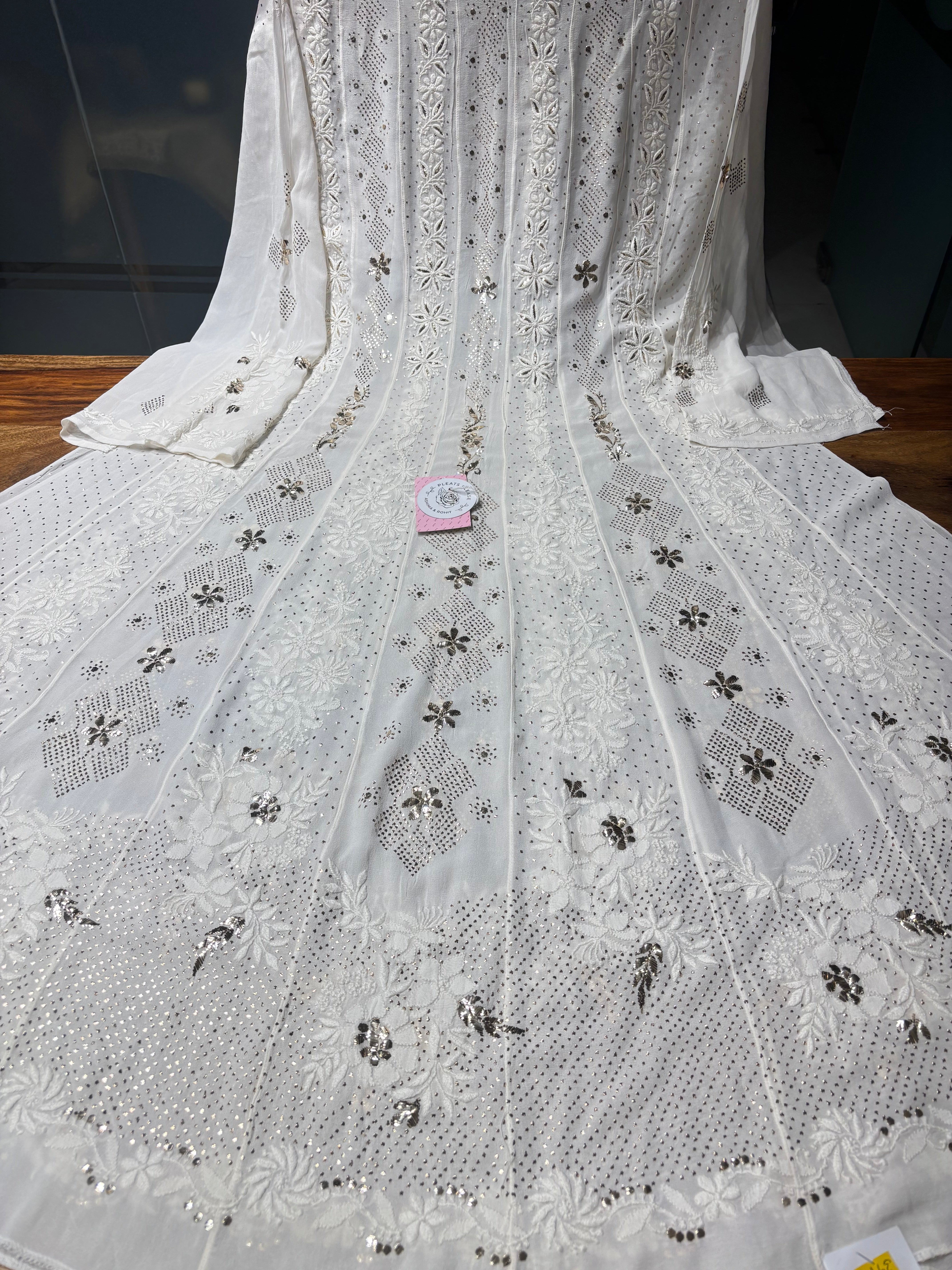 Dyeable Pure & Premium Georgette Chikankari Anarkali & Dupatta