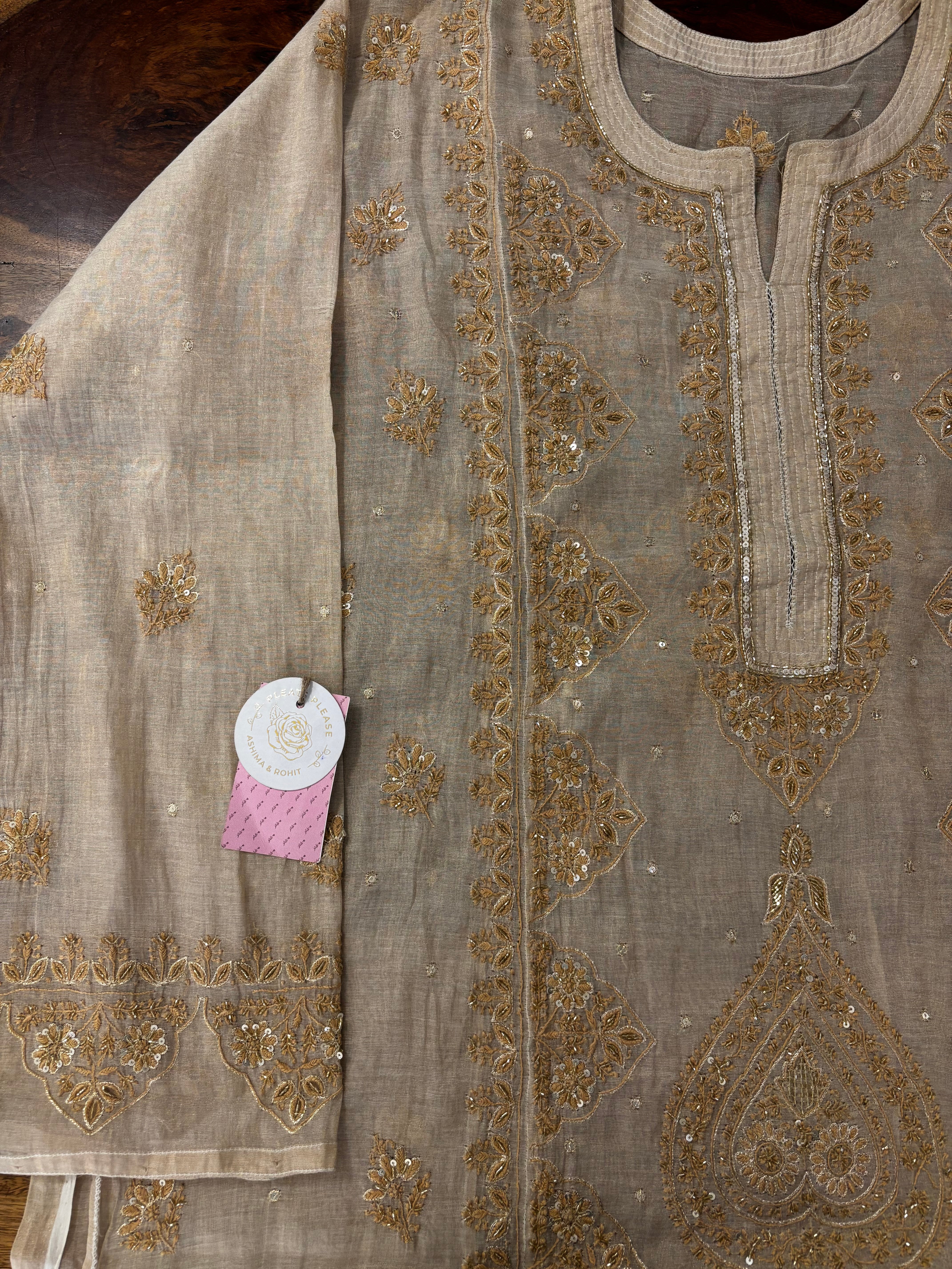 Dyeable Pure & Premium Tissue Chikankari Kurta & Dupatta - Pleats PleaseChikankari