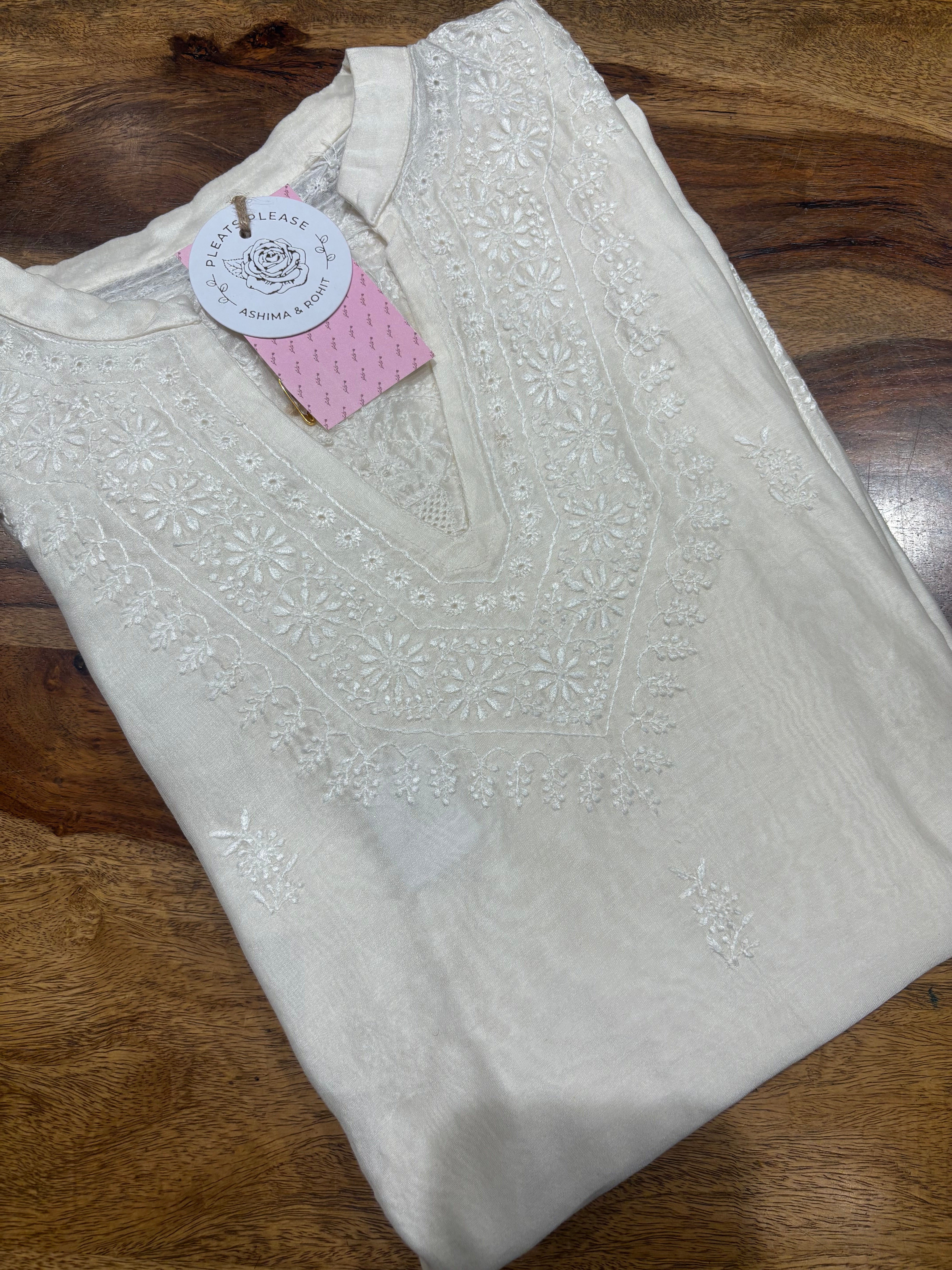 Dyeable Pure and Premium Chanderi Silk Chikankari Choga Kurta