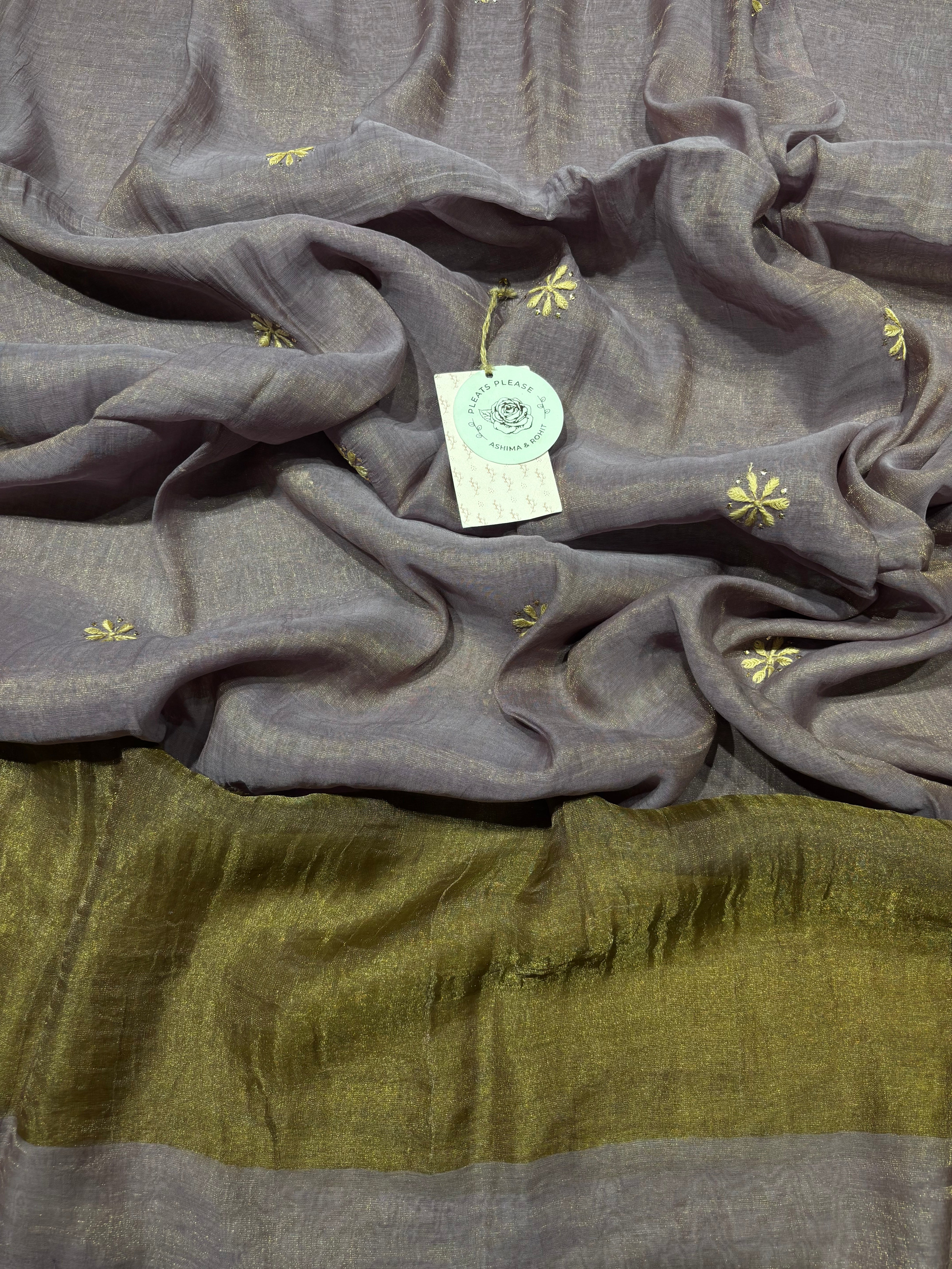 Midnight Purple Pure Tissue Chikankari kurta and Dupatta set