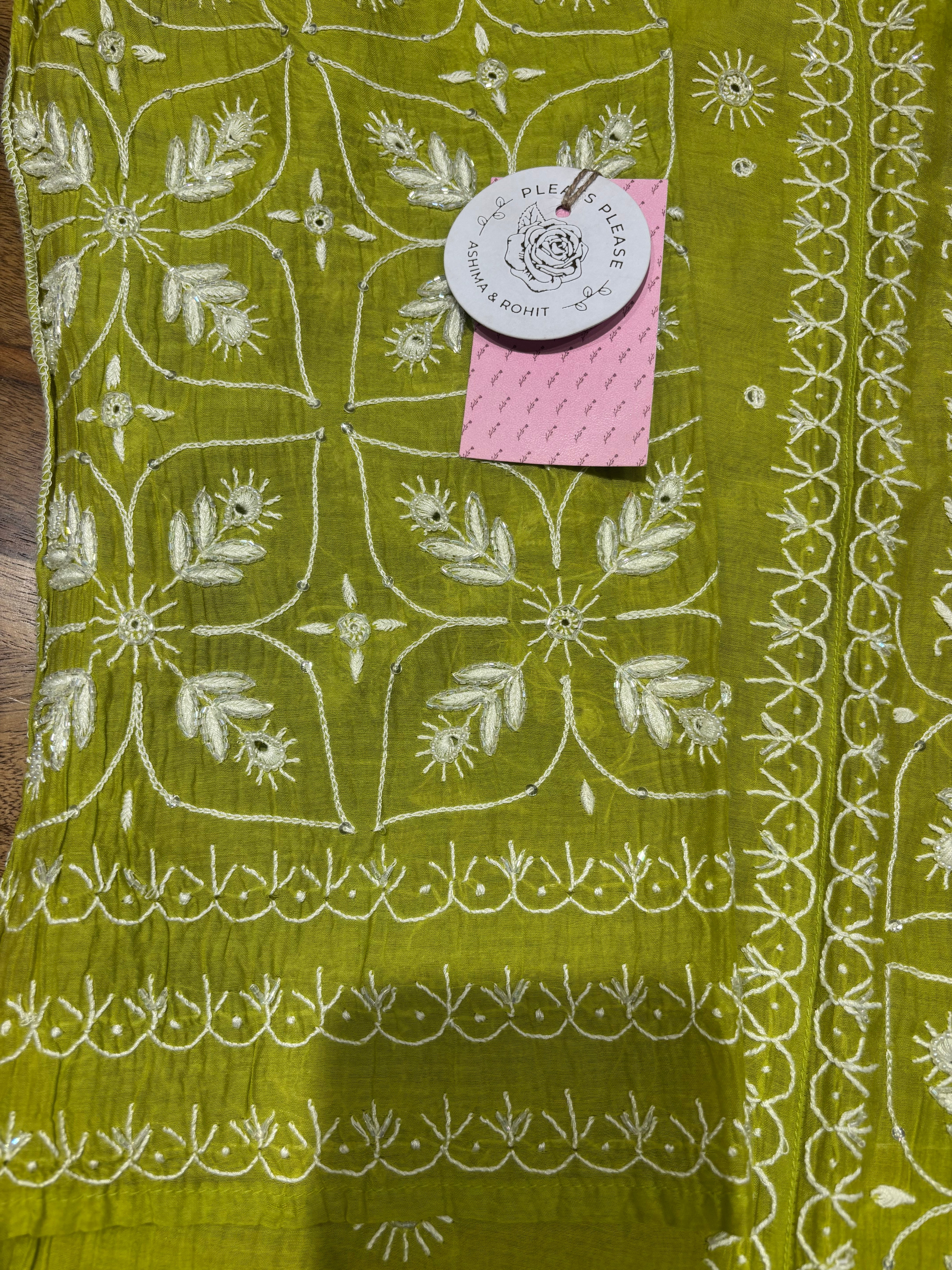 Green Chanderi Mul Chikankari Kurta & Dupatta Set