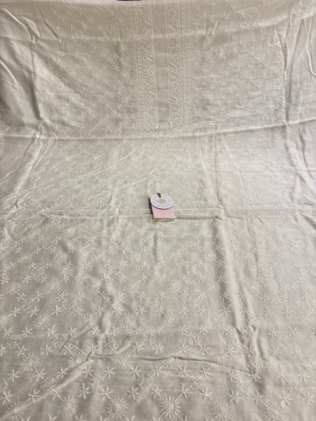 Dyeable Chanderi Silk Chikankari Floral Jaal Men’s Kurta