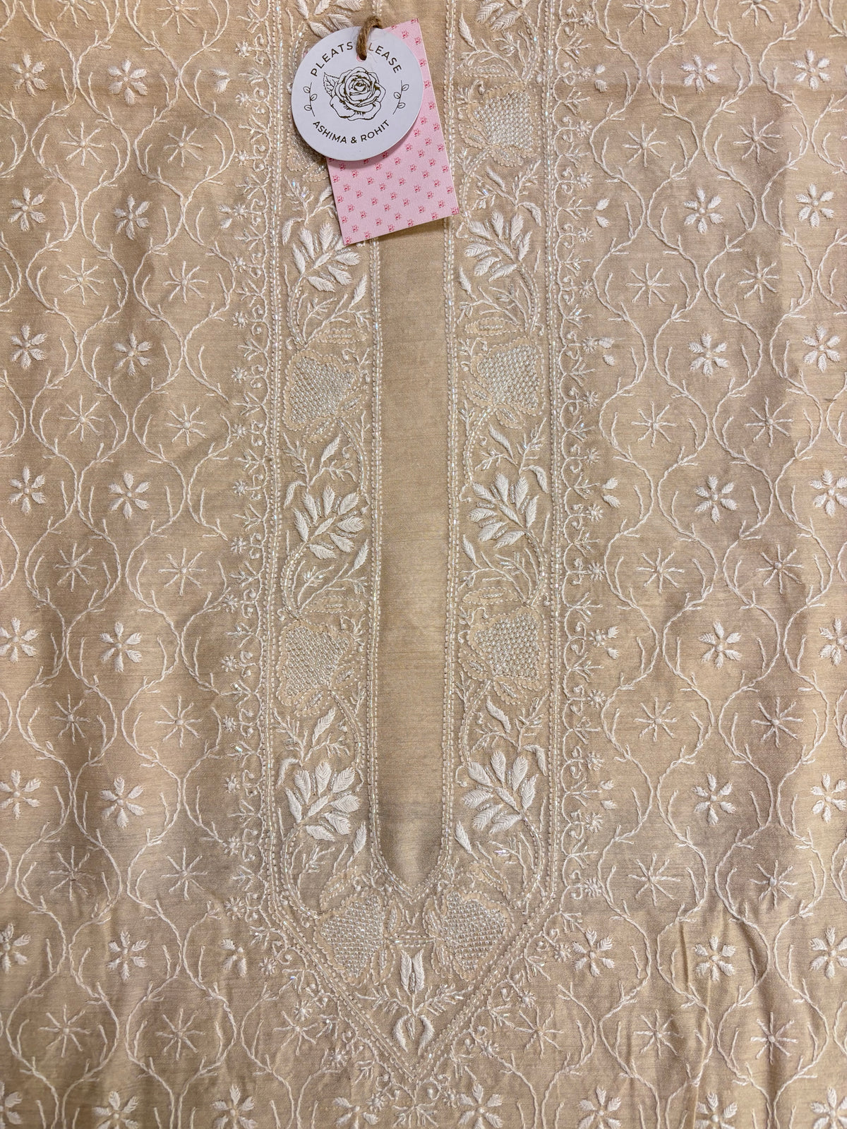 Dyeable Monga Silk Chikankari Men’s Kurta