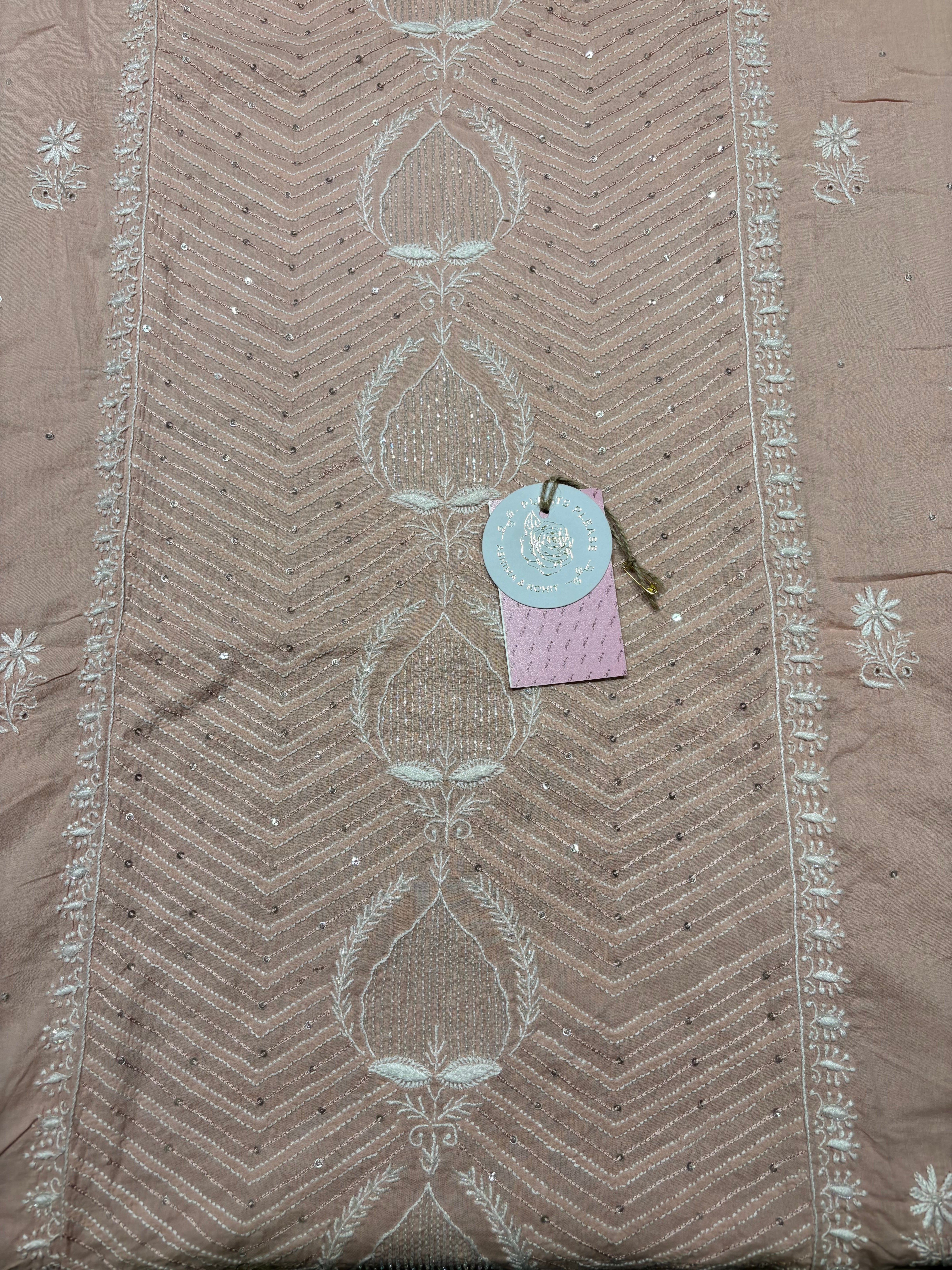 Peach Mulmul Chikankari Kurta