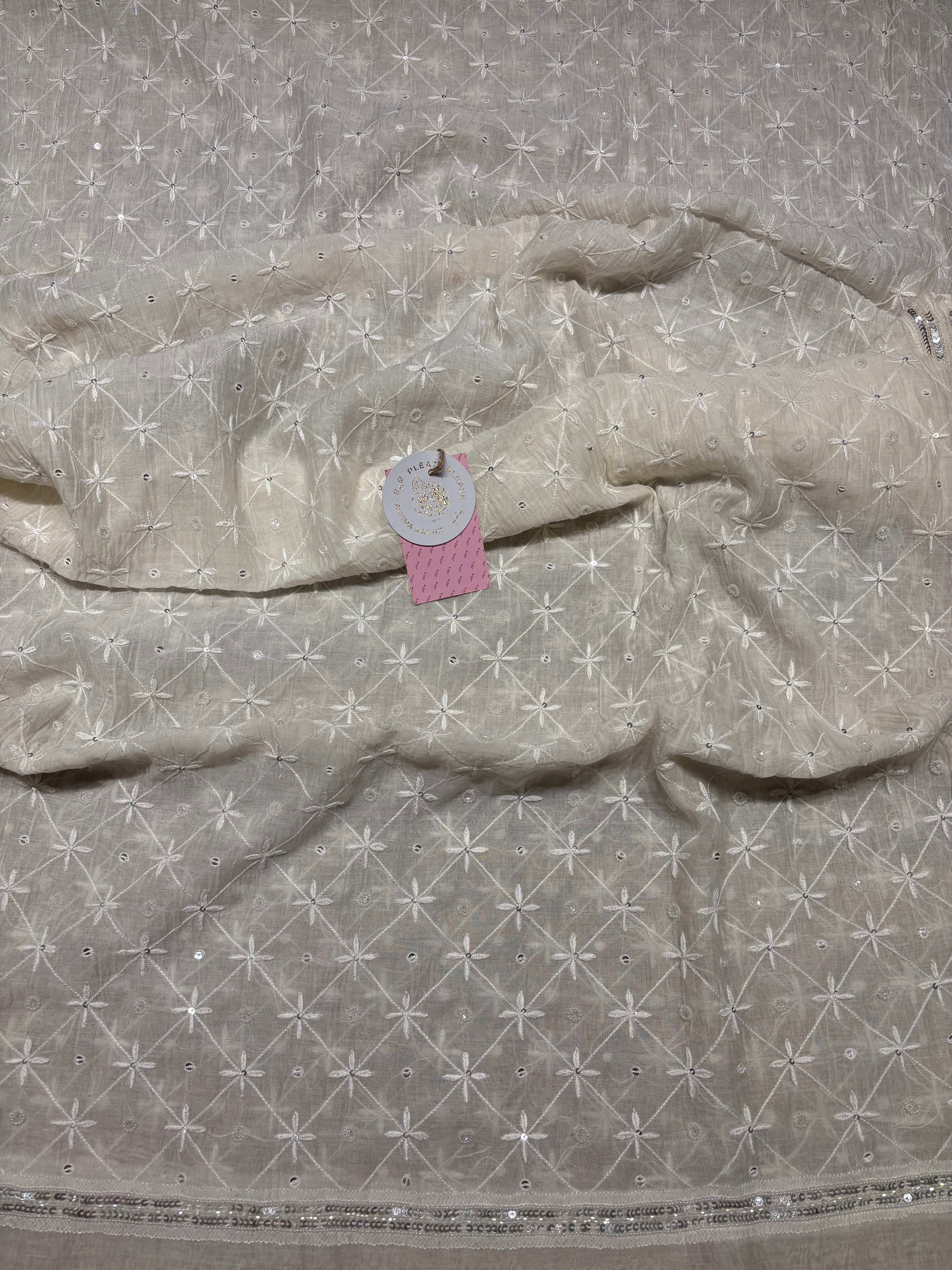 Dyeable Chanderi Mul Chikankari Kurta & Dupatta Set