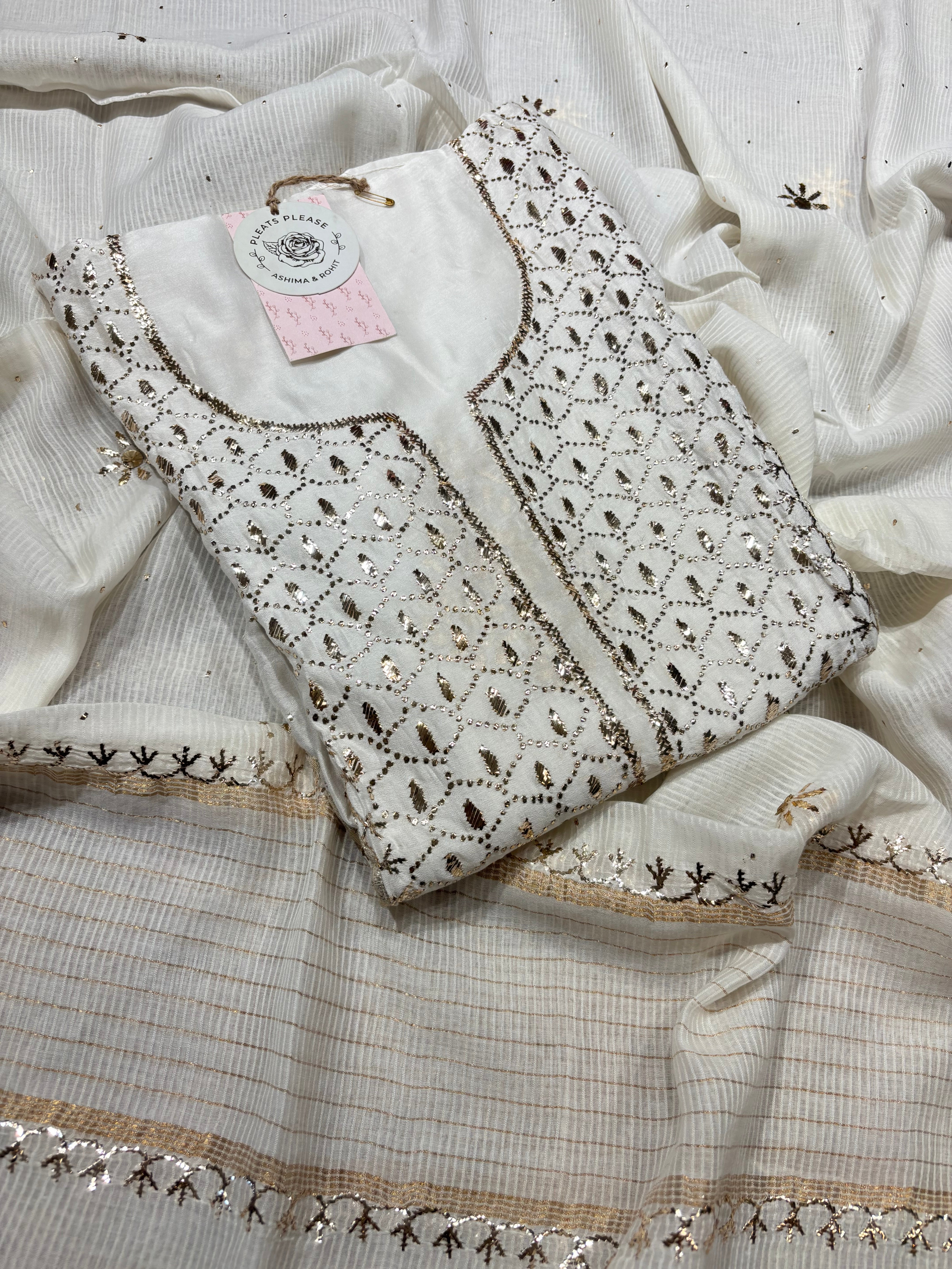 Dyeable Chanderi Silk Mukaish Kurta and Dupatta set