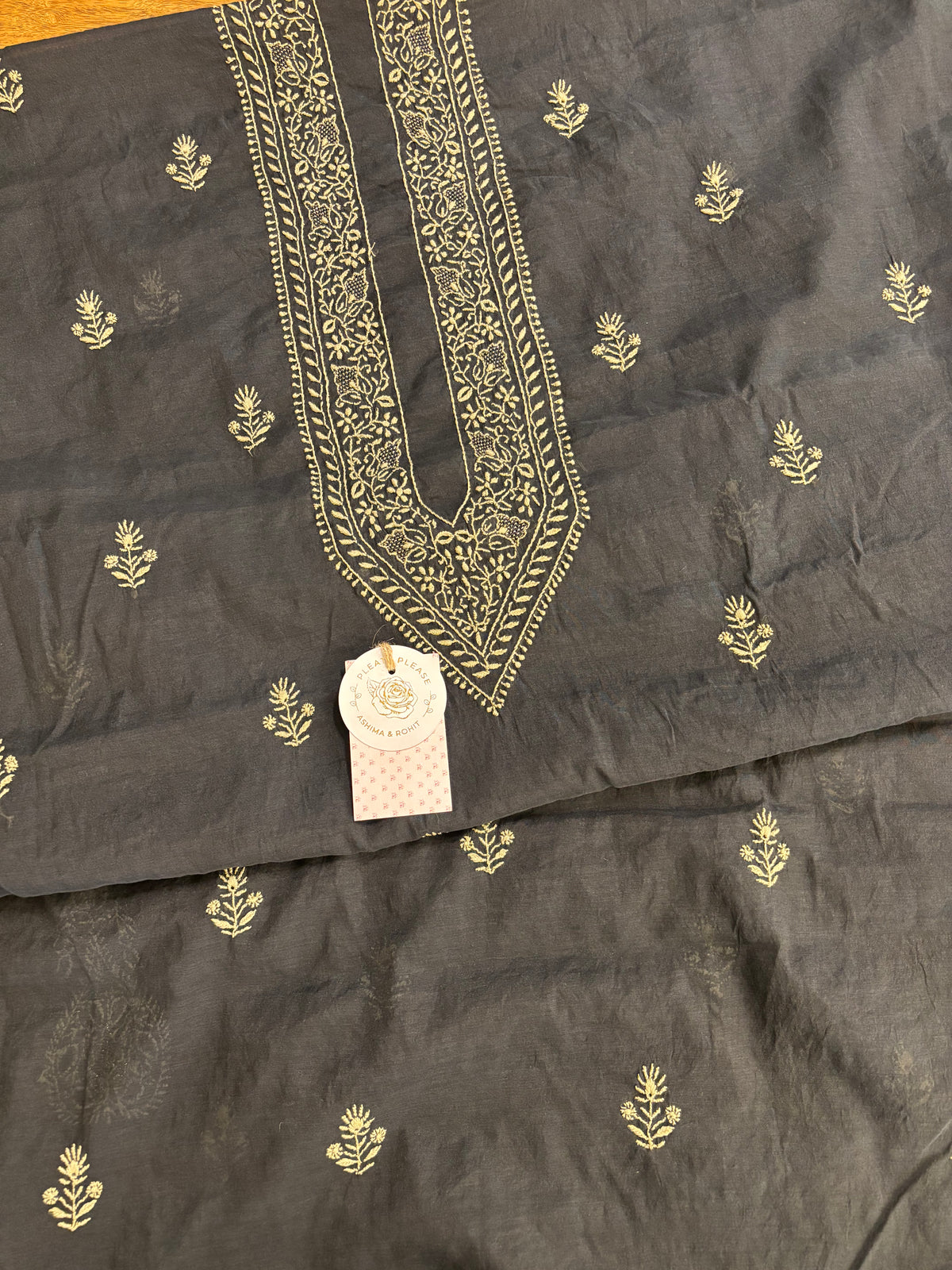 Black Chanderi Silk Chikankari Men’s Kurta