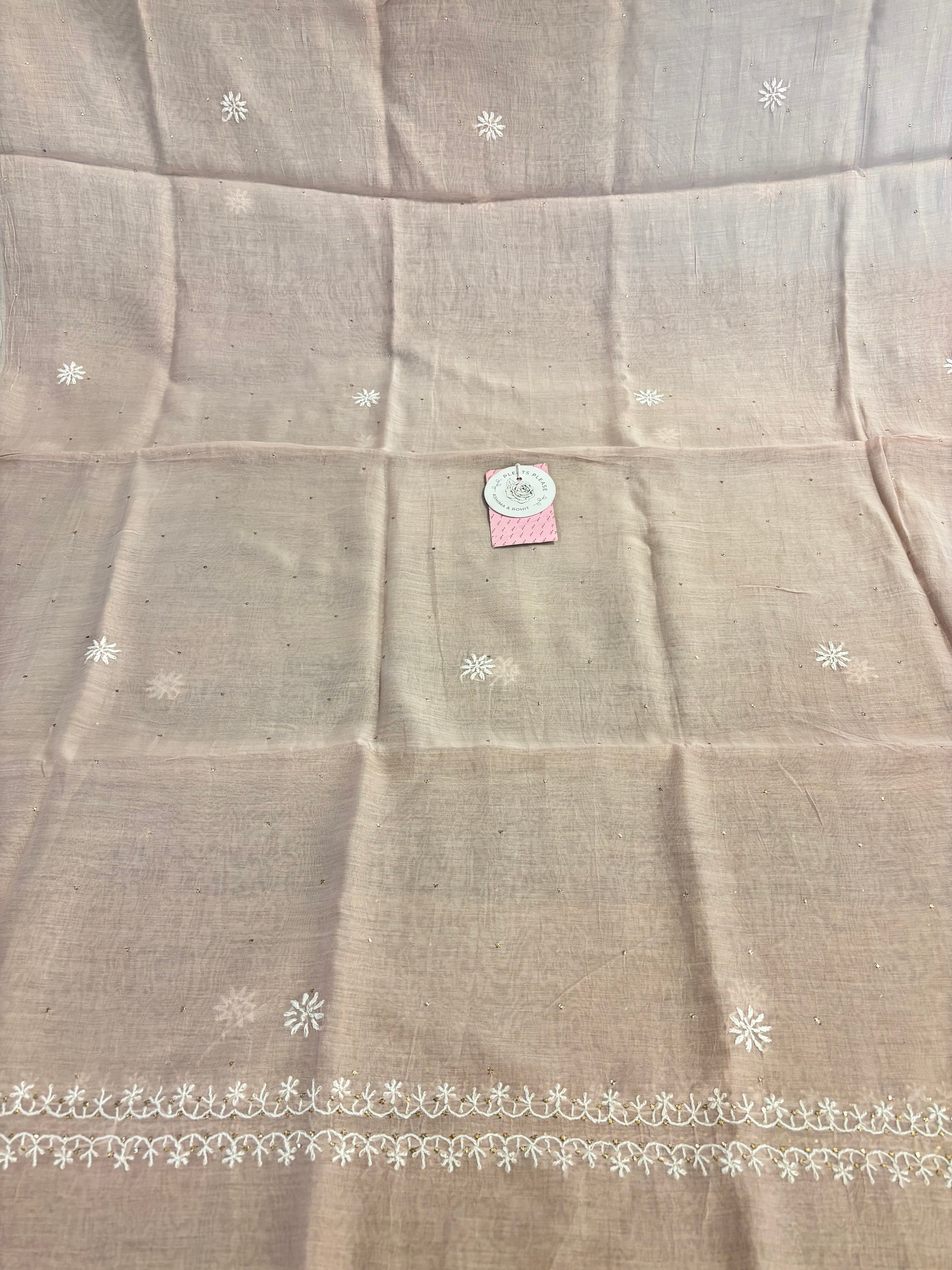 Rose Dust Chanderi Mul Mukaish & Chikankari Kurta & Dupatta