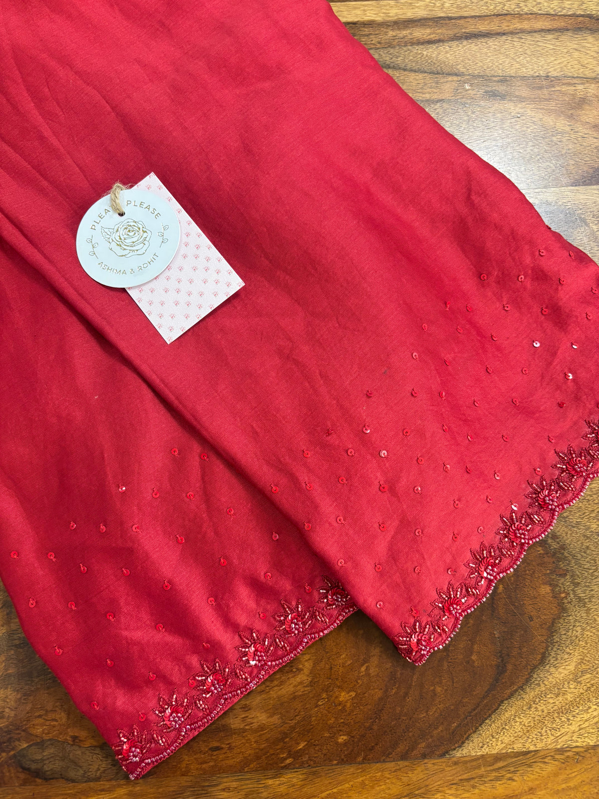 Deep Red Pure & Premium Georgette Chikankari Kurta, Dupatta With Bottom