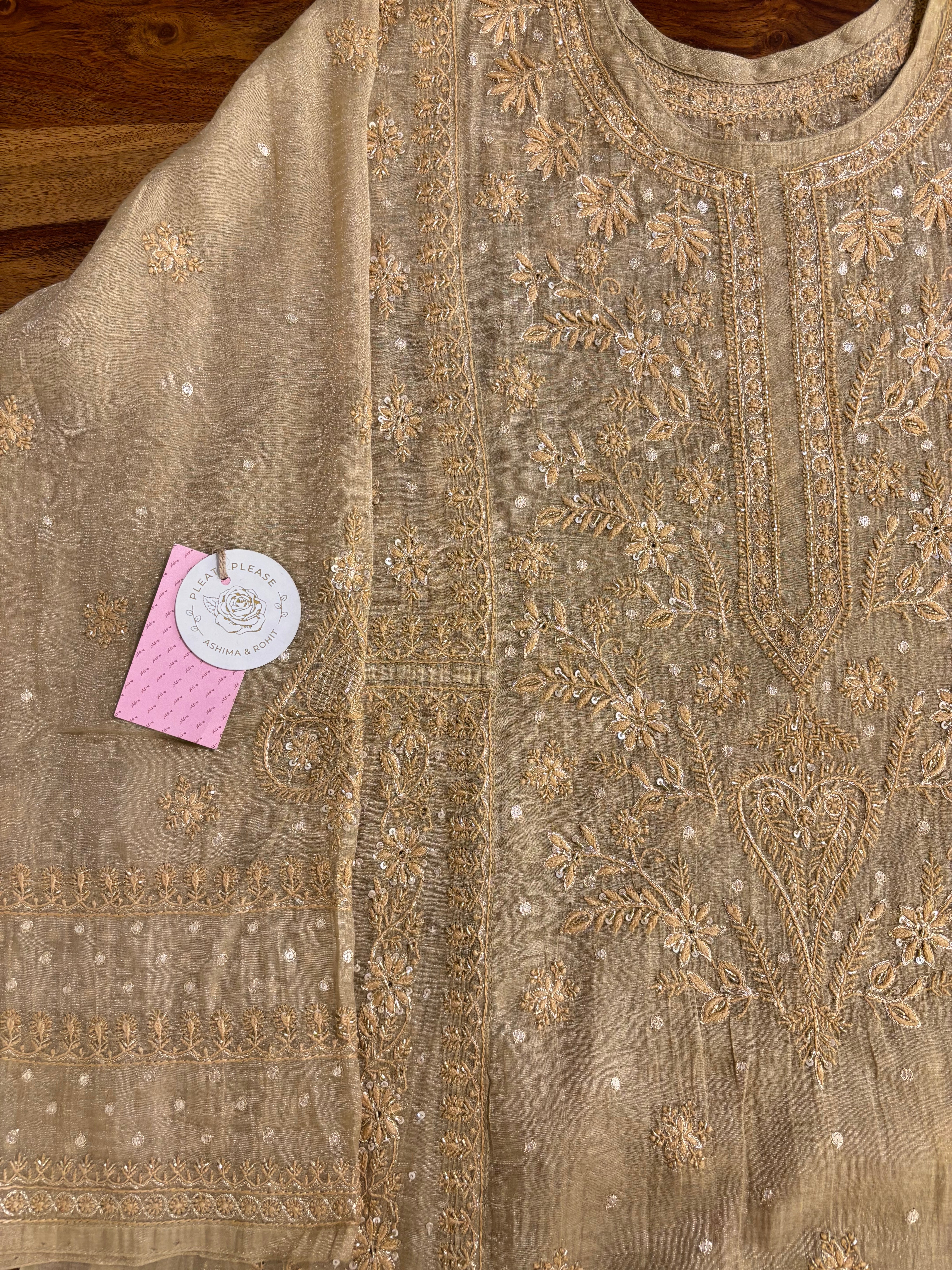 Sanddrift Pure & Premium Tissue Chikankari Kurta & Dupatta