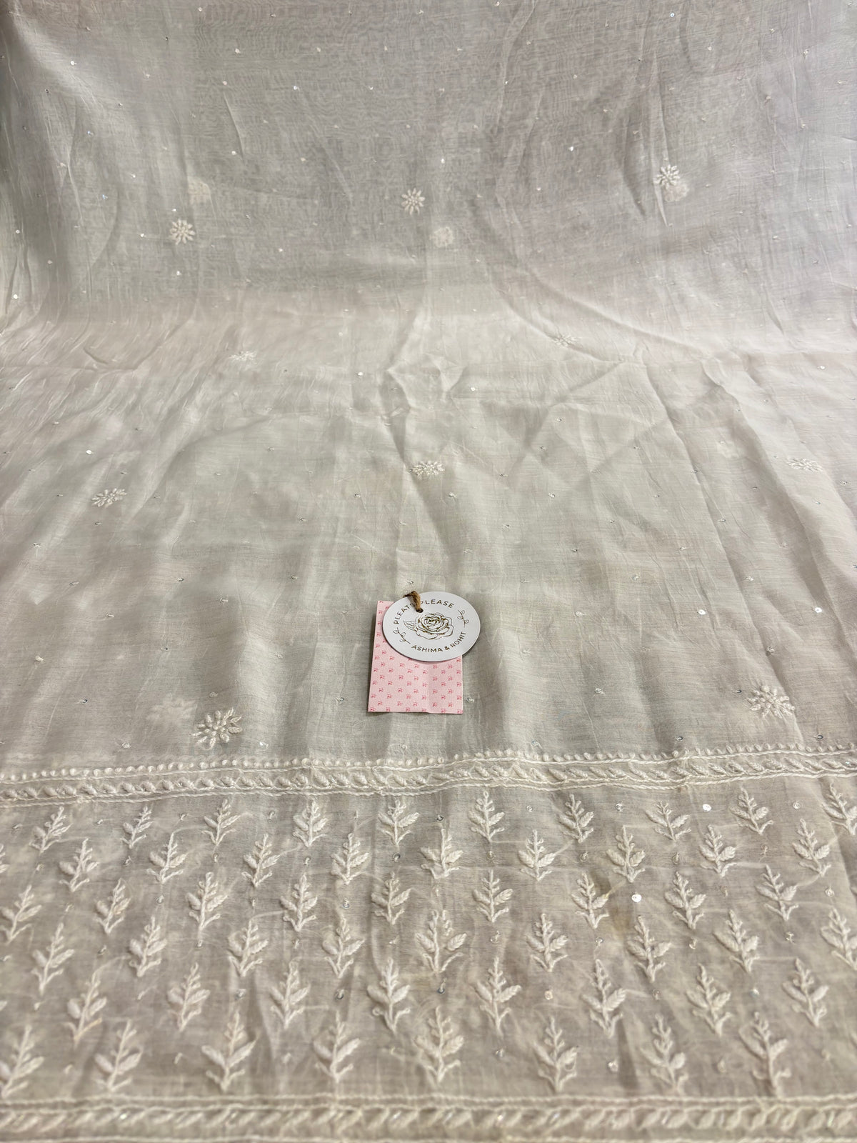 Dyeable Chanderi Mul Chikankari A- Line & Dupatta