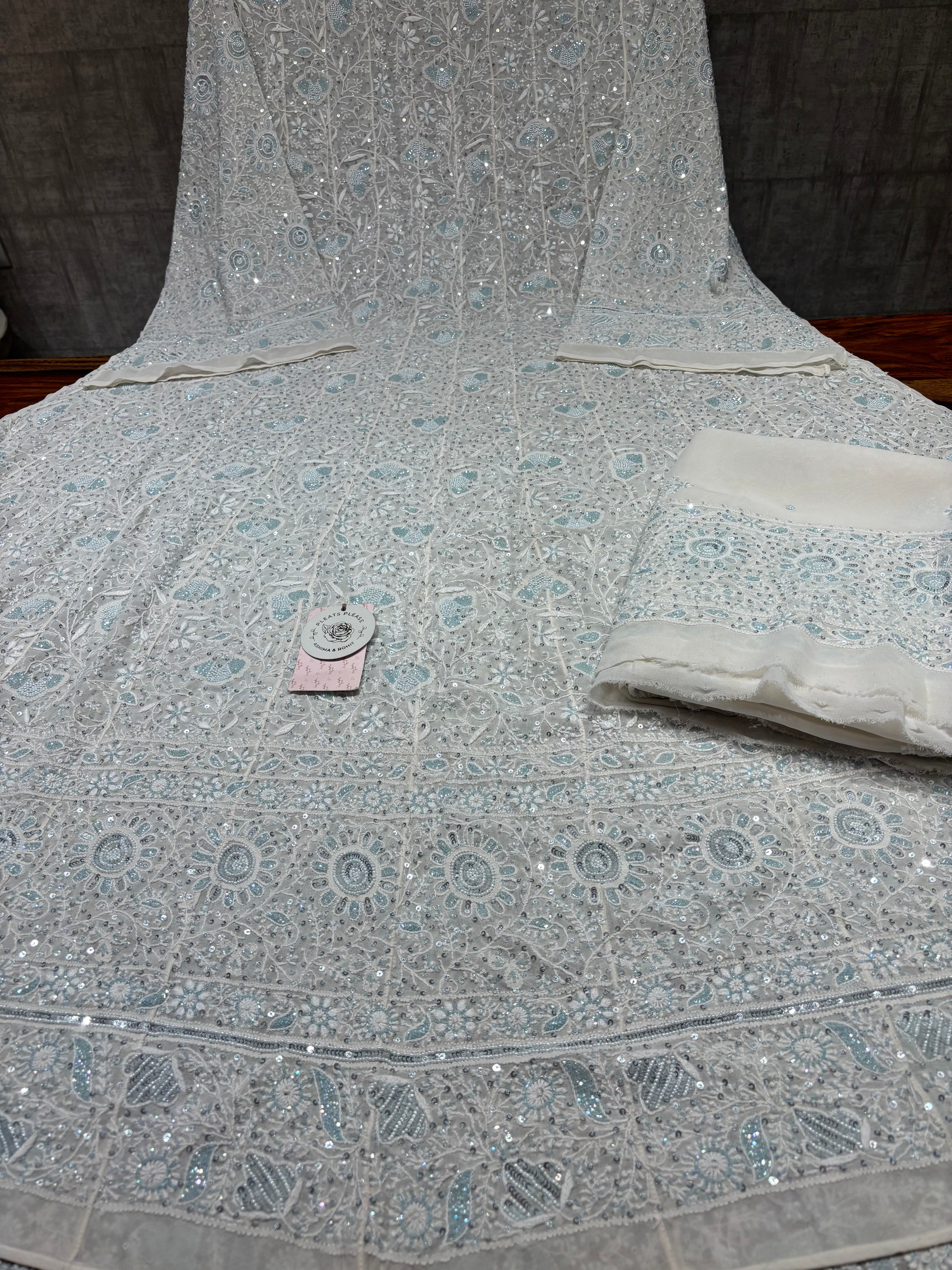 Dyeable Pure & Premium Georgette Chikankari  Anarkali & Dupatta Set