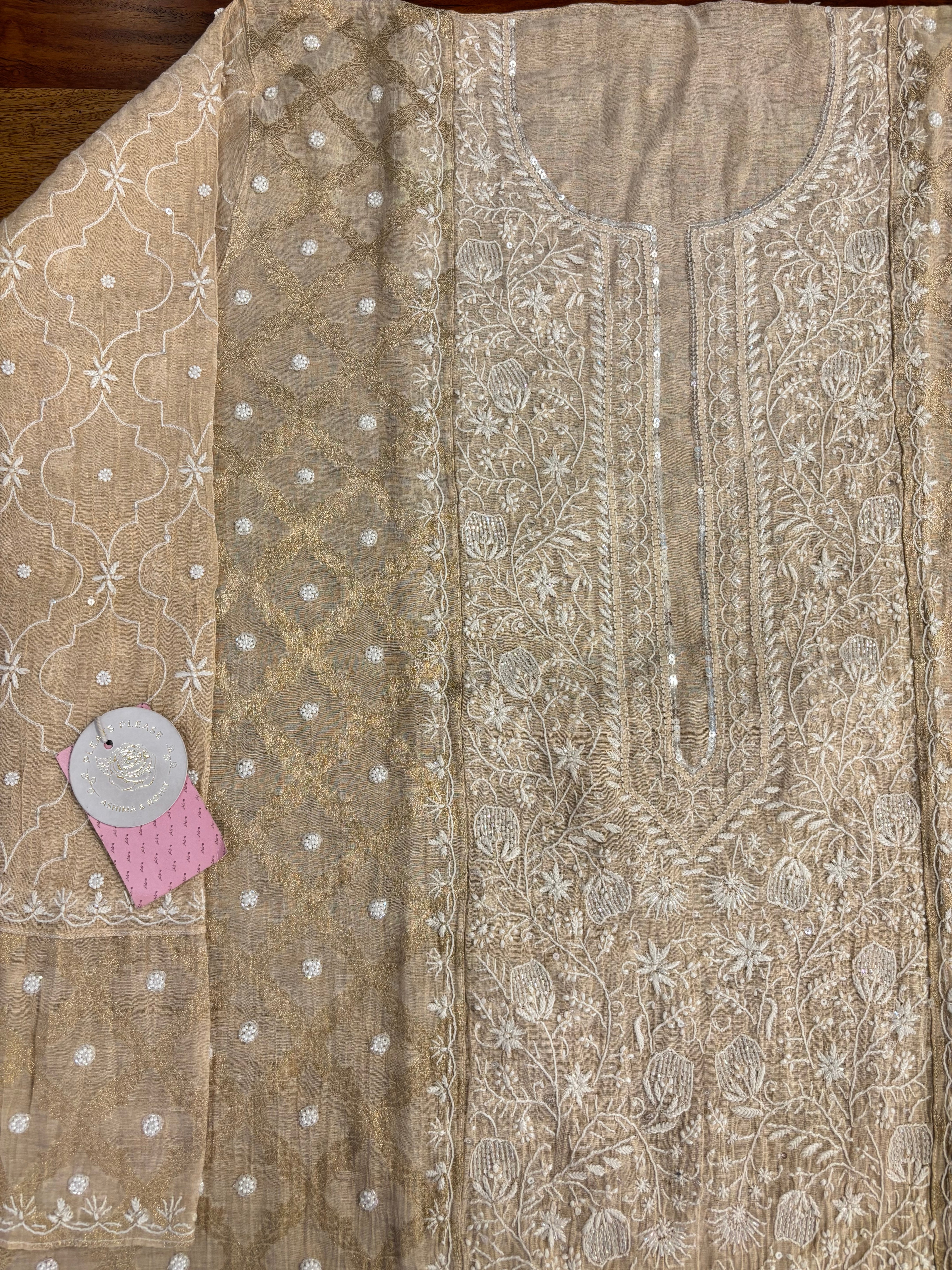 Dyeable Pure Tissue Chikankari Kurta & Dupatta