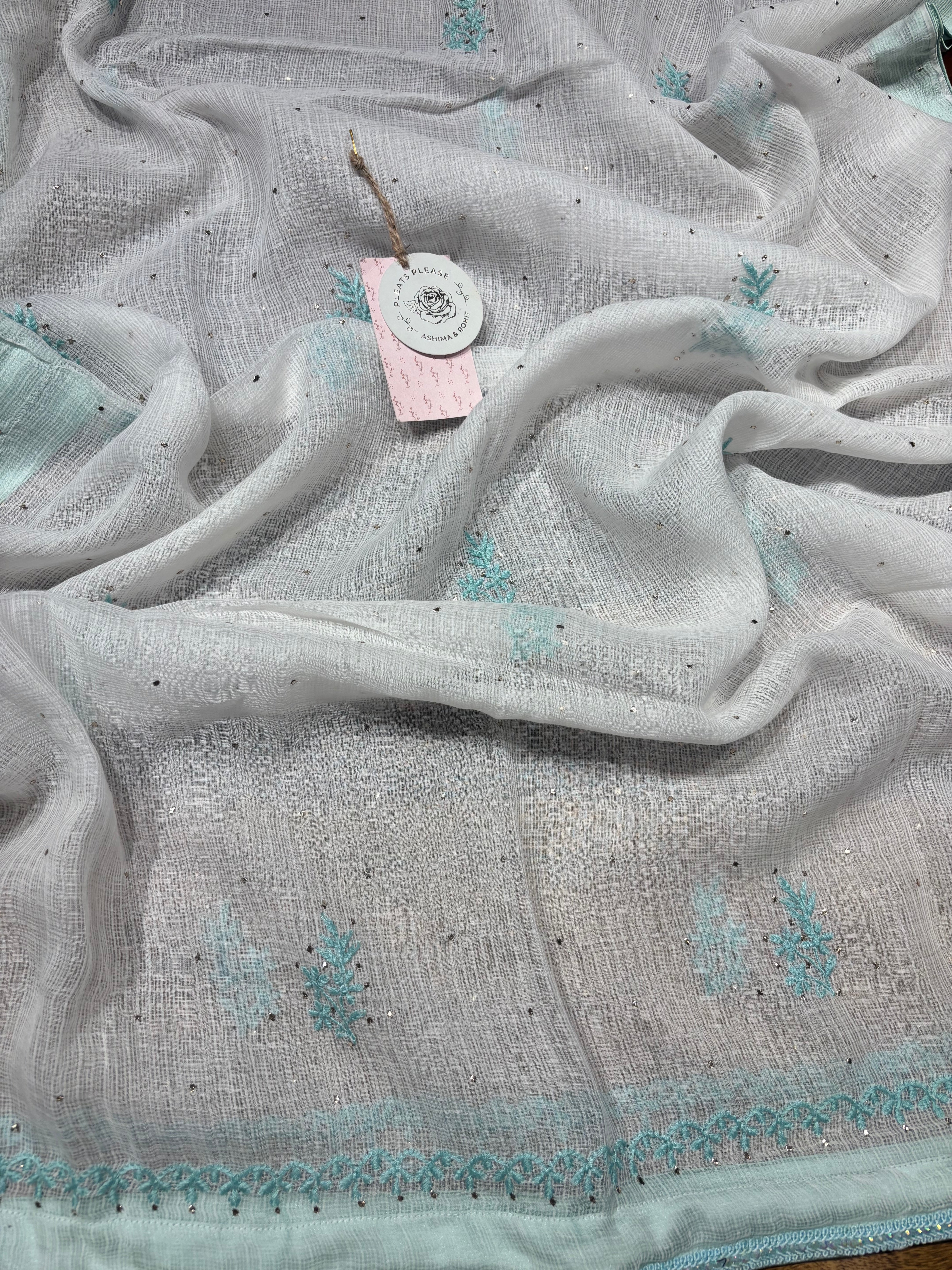 Dyeable Kota Doria Chikankari Kurta And Dupatta Set