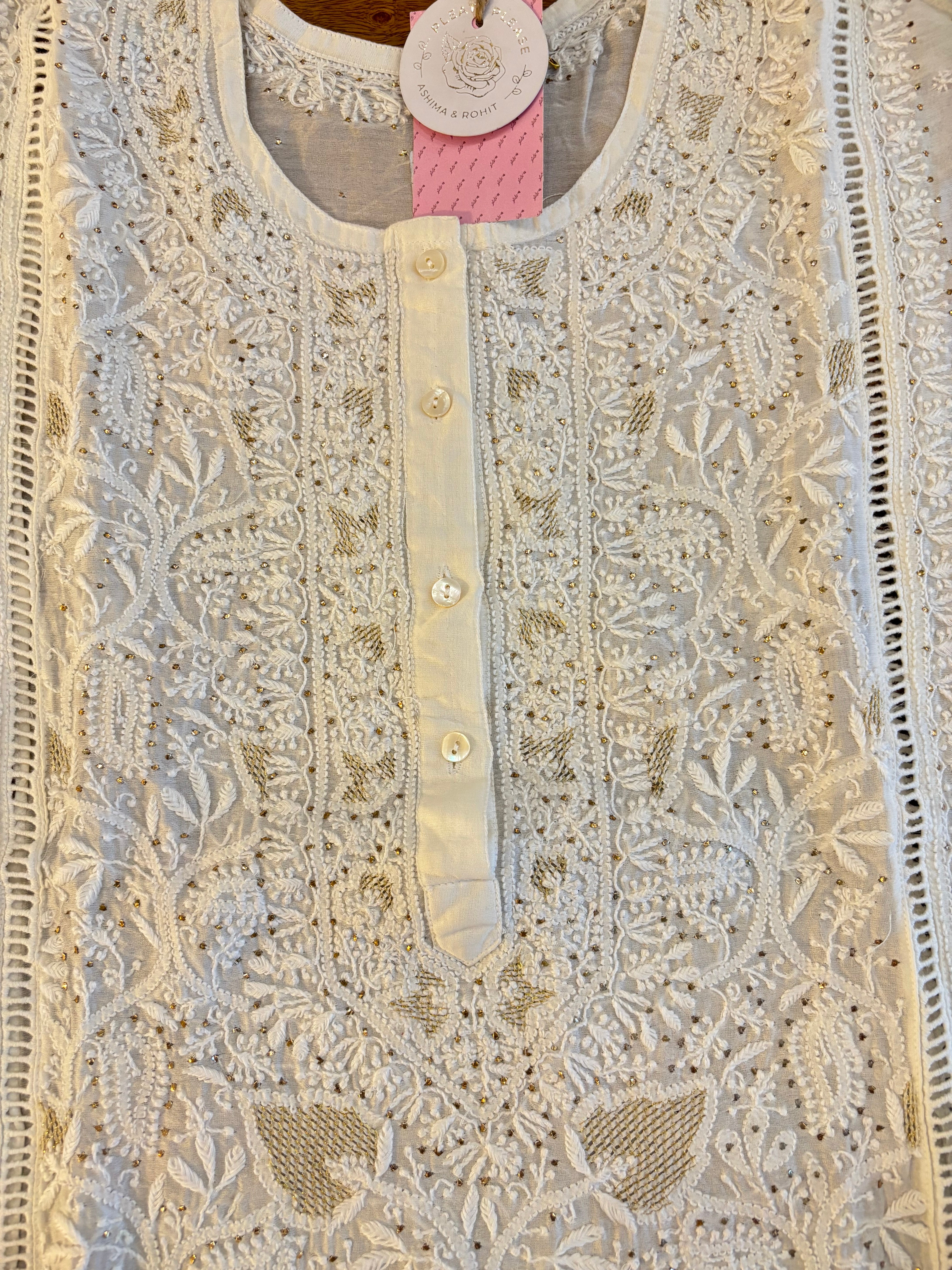 Dyeable Chanderi Chikankari Mukaish Kurta & Dupatta