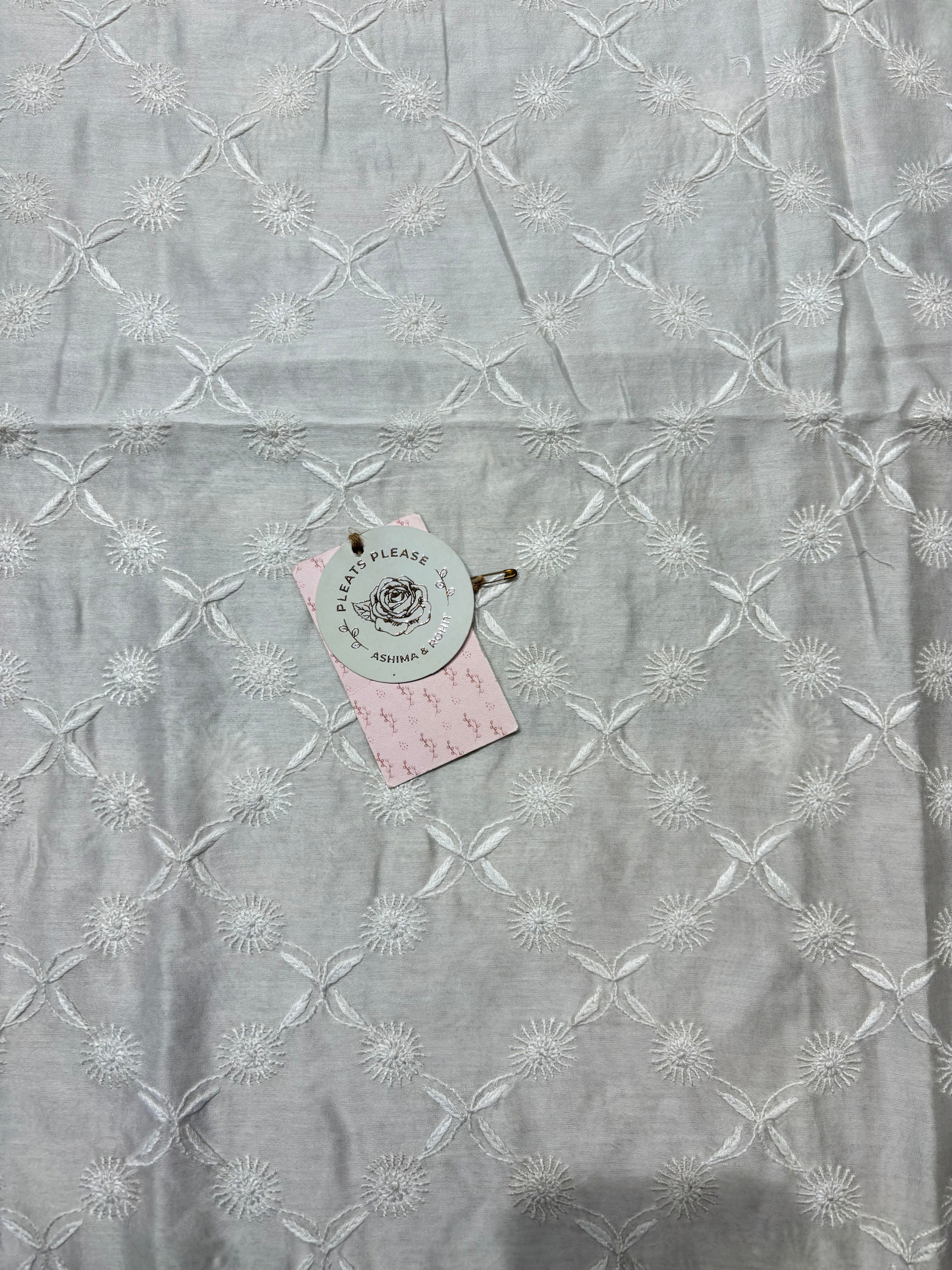 Dyeable Chanderi Silk Chikankari Men’s Kurta Fabric
