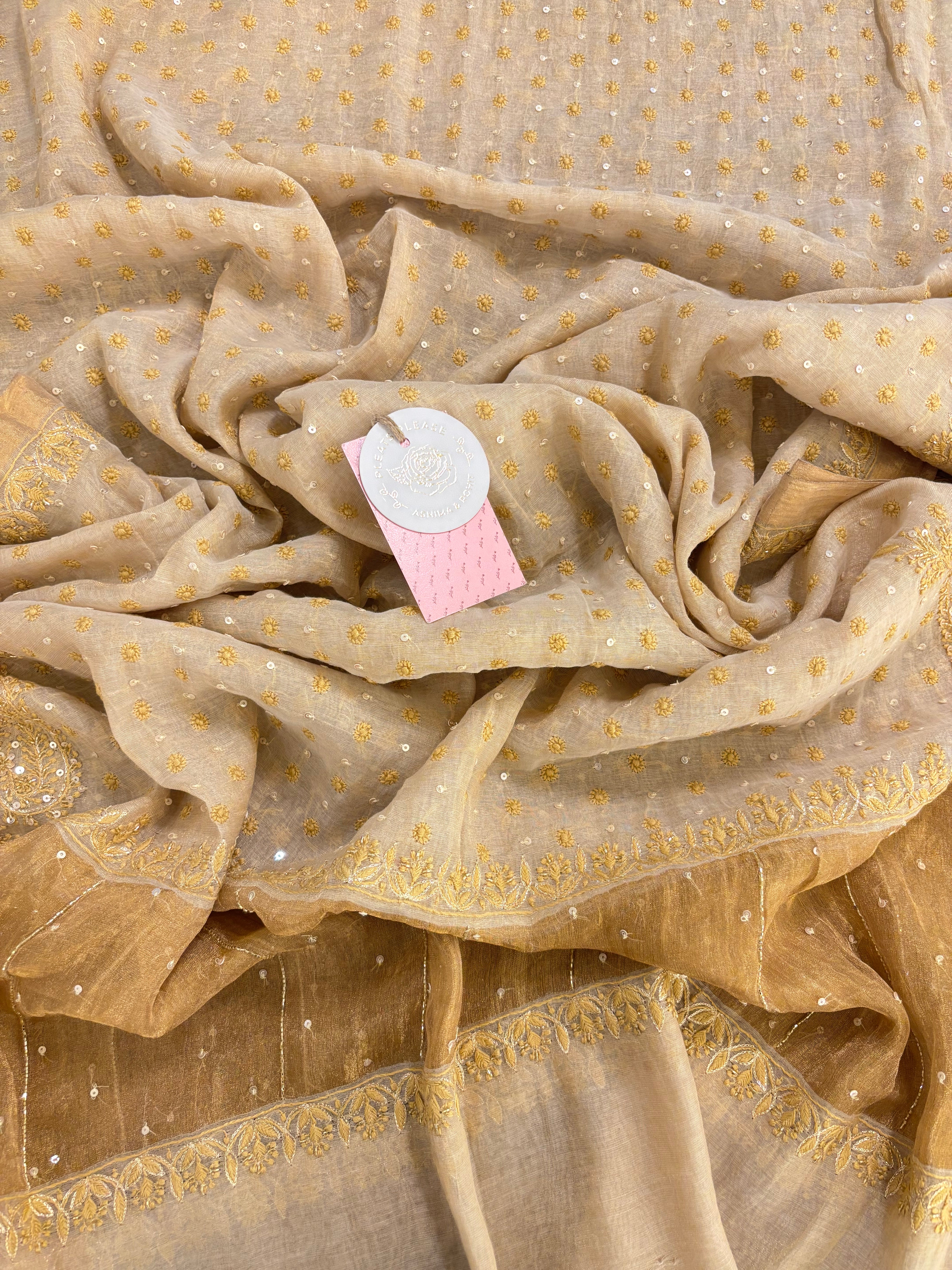 Dyeable Pure & Premium Tissue Chikankari Kurta & Dupatta
