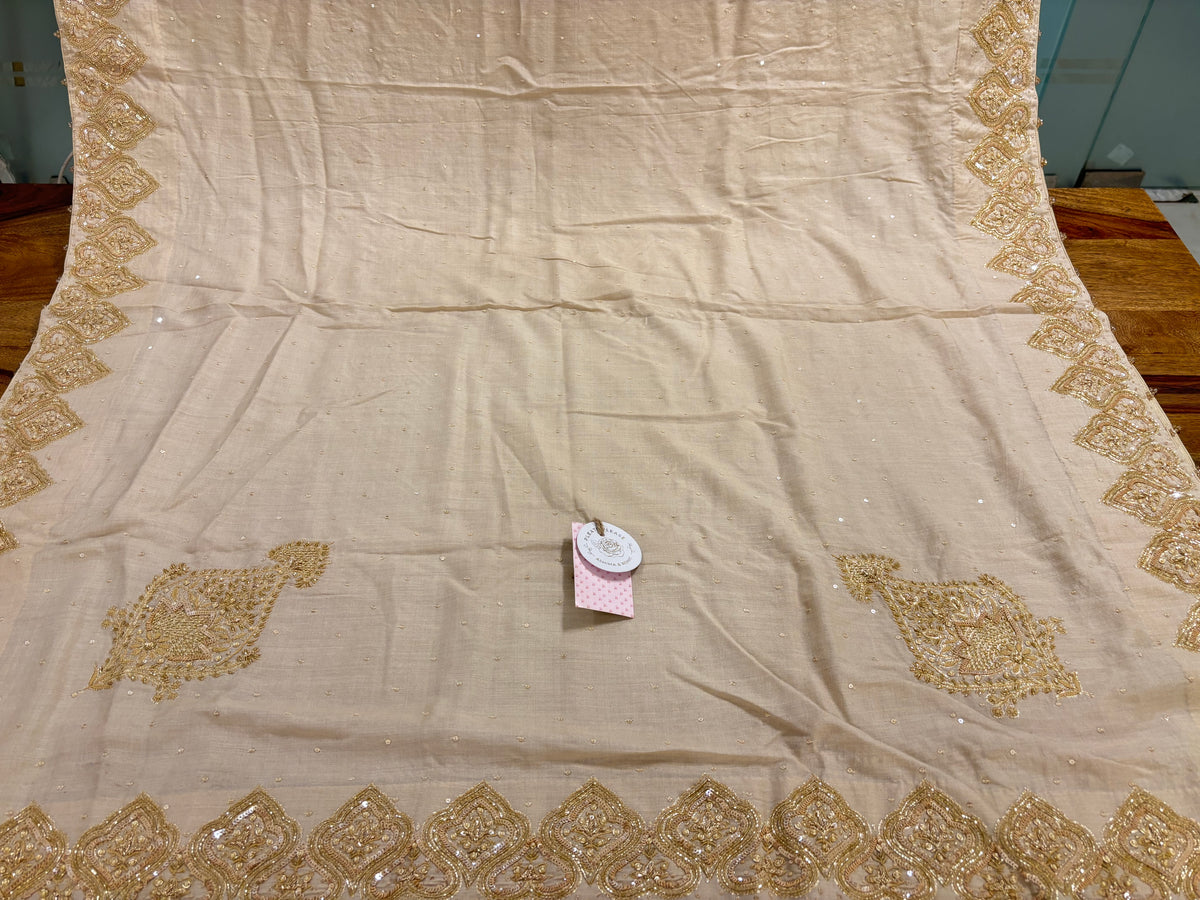 Dyeable Pure & Premium Monga Silk Chikankari A-Line Kurta & Dupatta