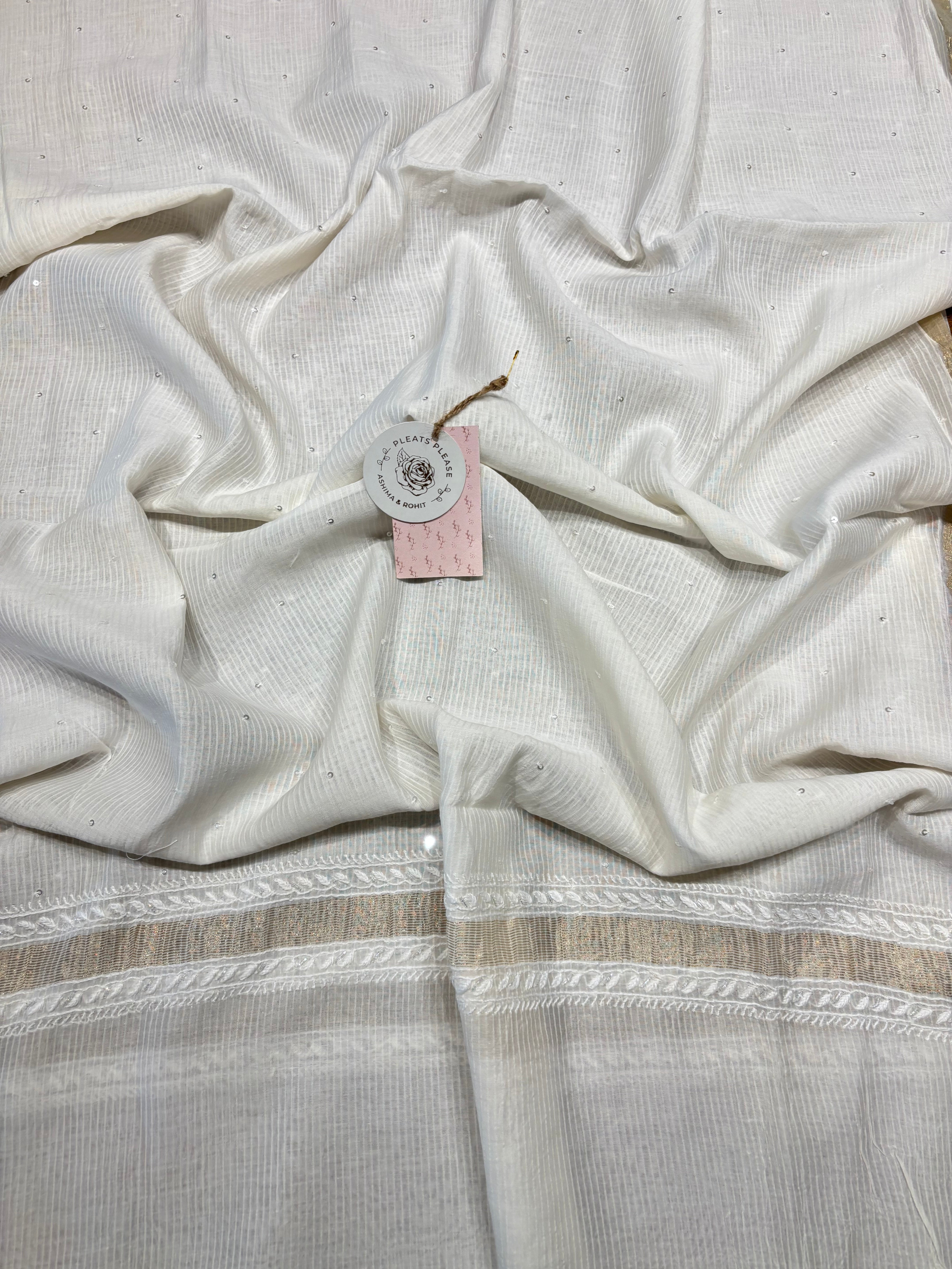 Dyeable Chanderi Maheshwari Chikankari Kurta And Dupatta Fabric