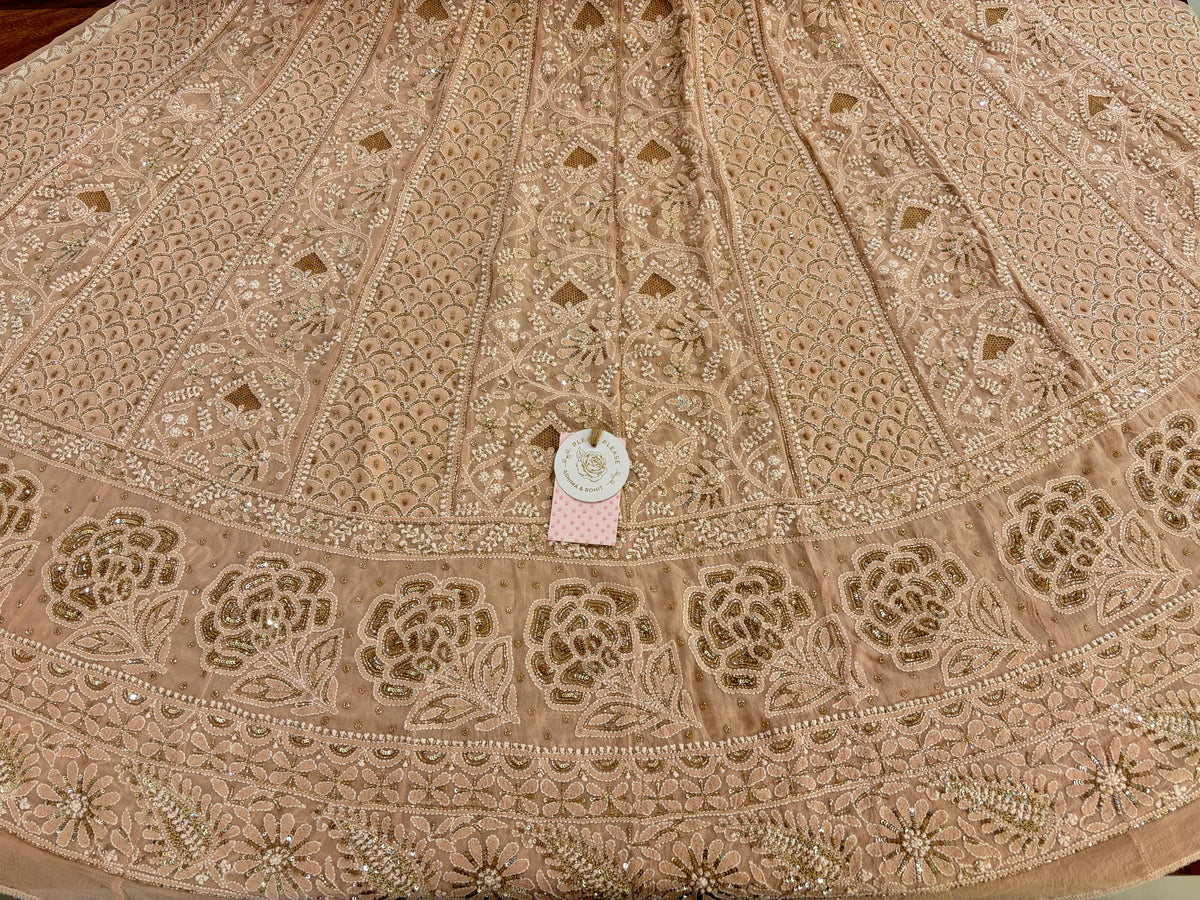 Blush Peach Pure & Premium Georgette Chikankari Anarkali & Dupatta