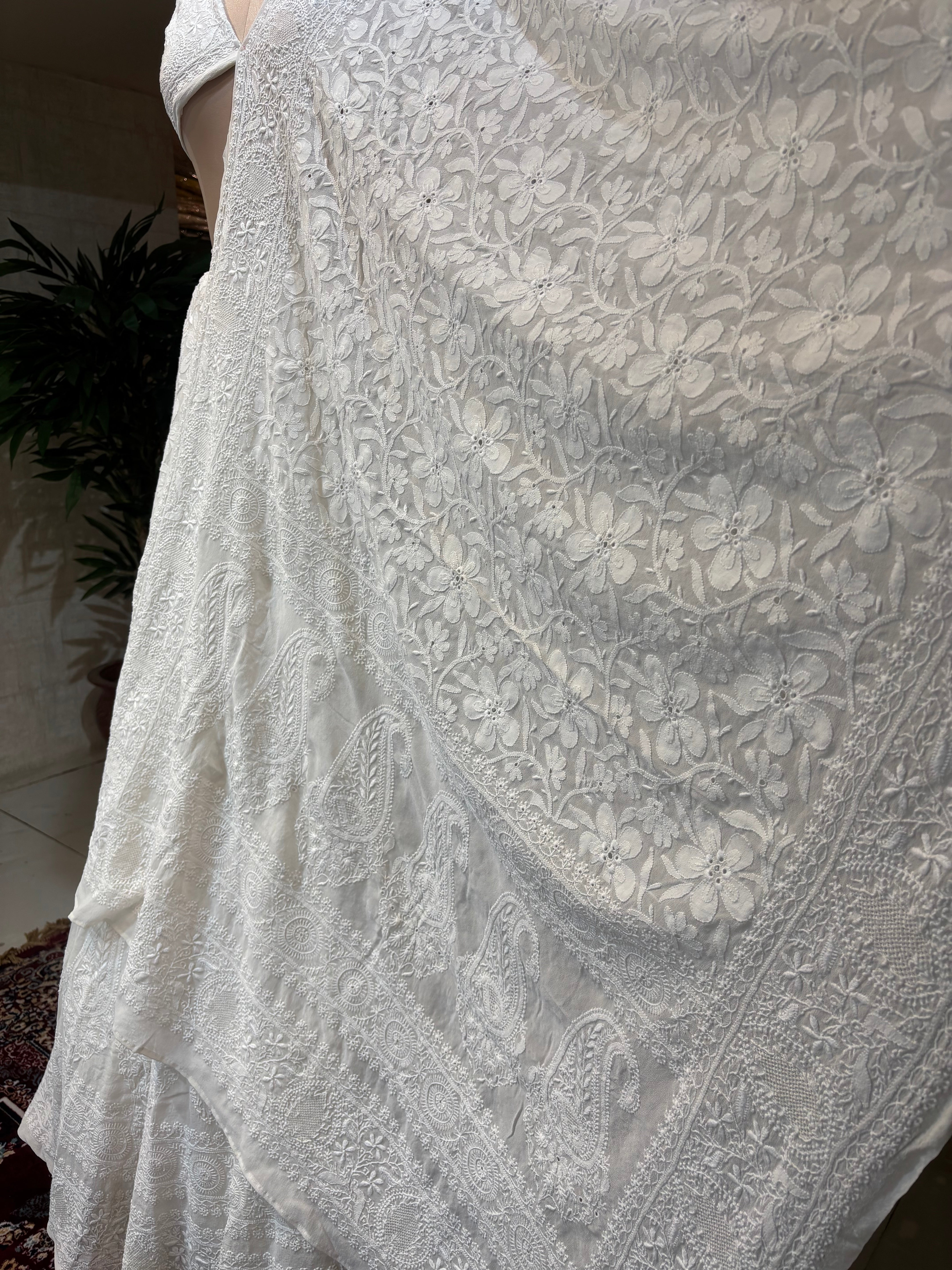Ivory Chikankari Lehenga Set