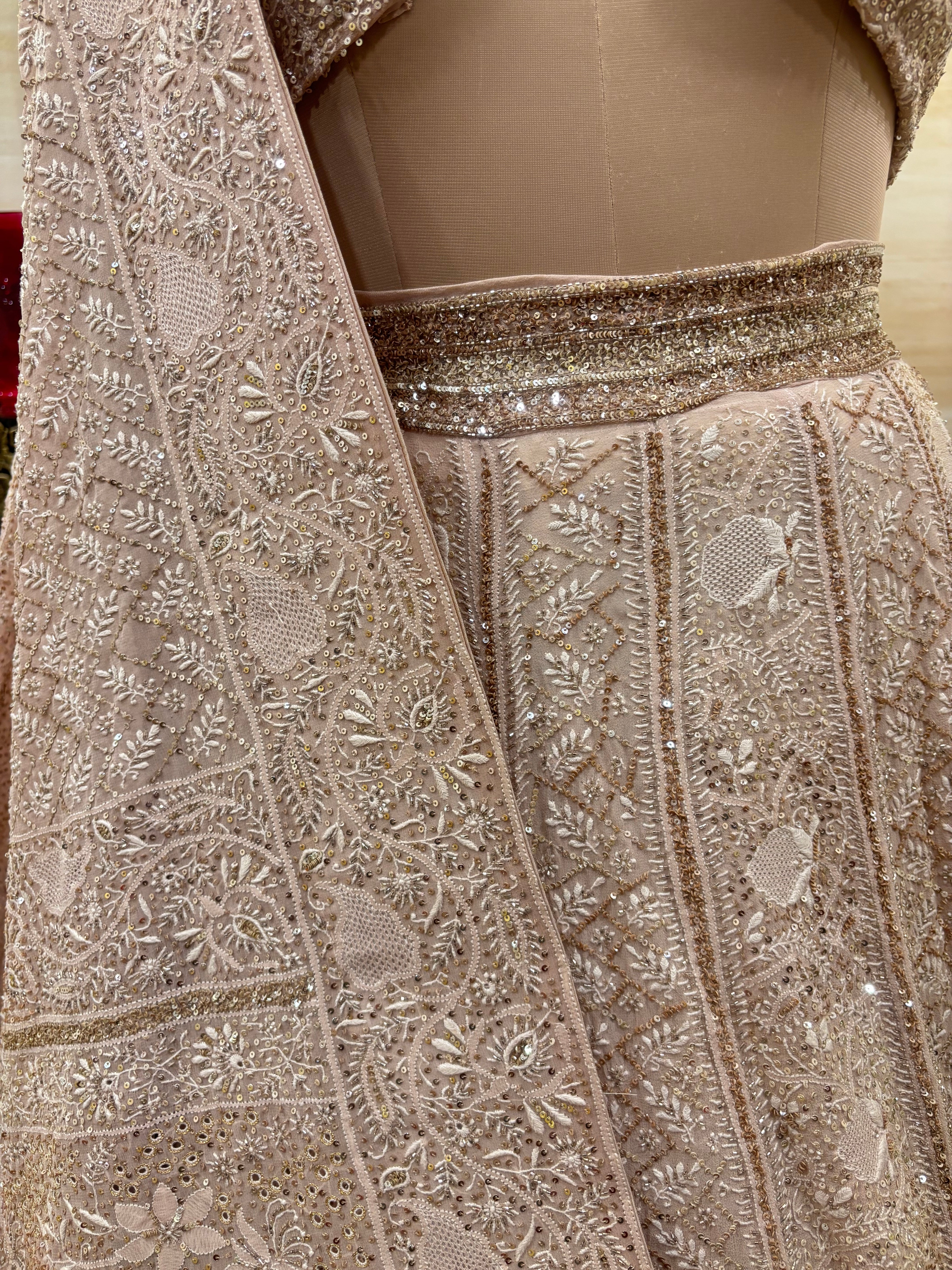 Rosy Brown Pure & Premium Georgette Chikankari Lehenga Set