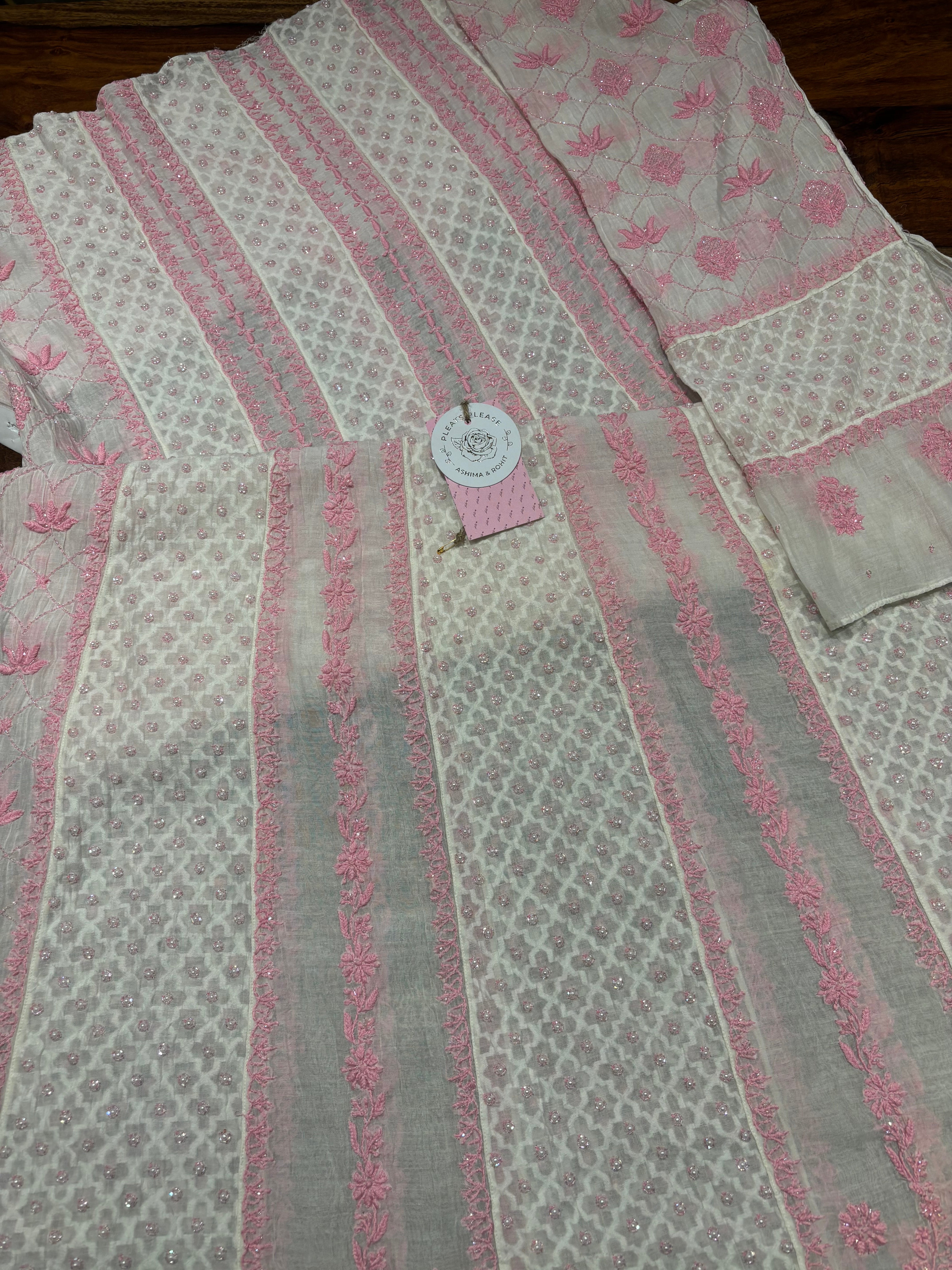 Dyeable Chanderi Mul Chikankari Anarkali & Dupatta Set