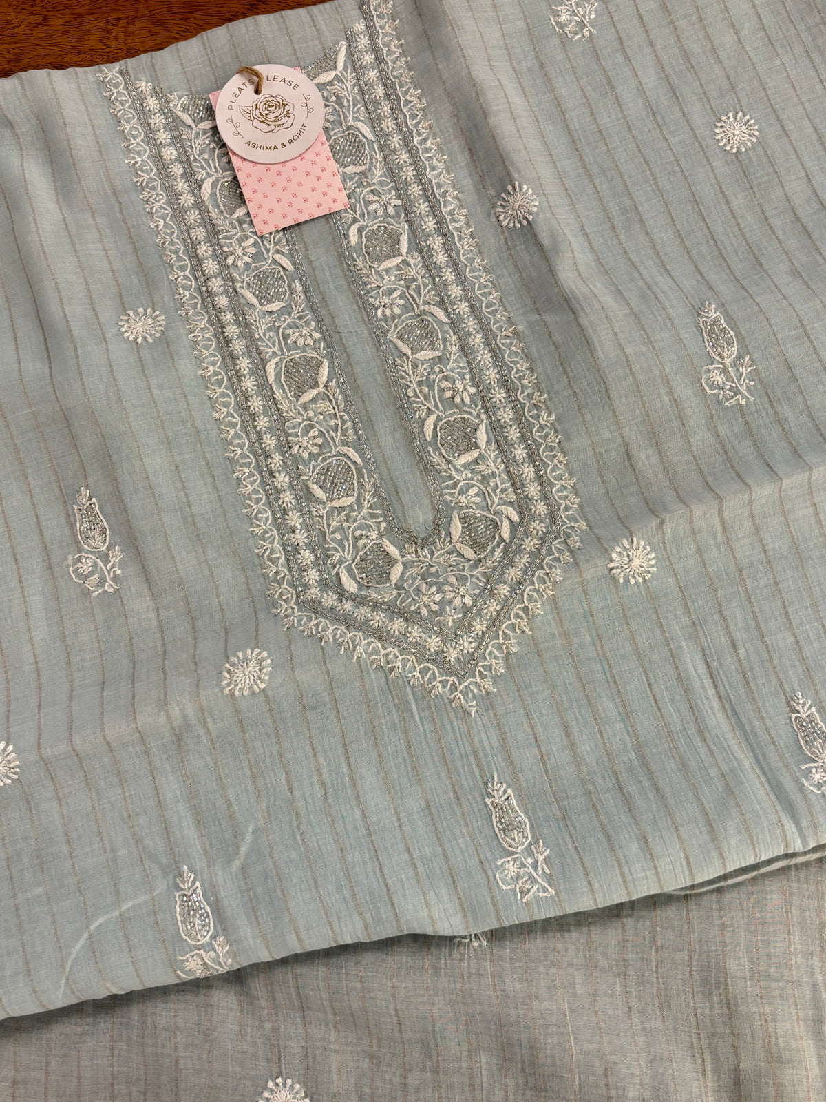 Sky Blue Chanderi Mul Chikankari Men’s Kurta