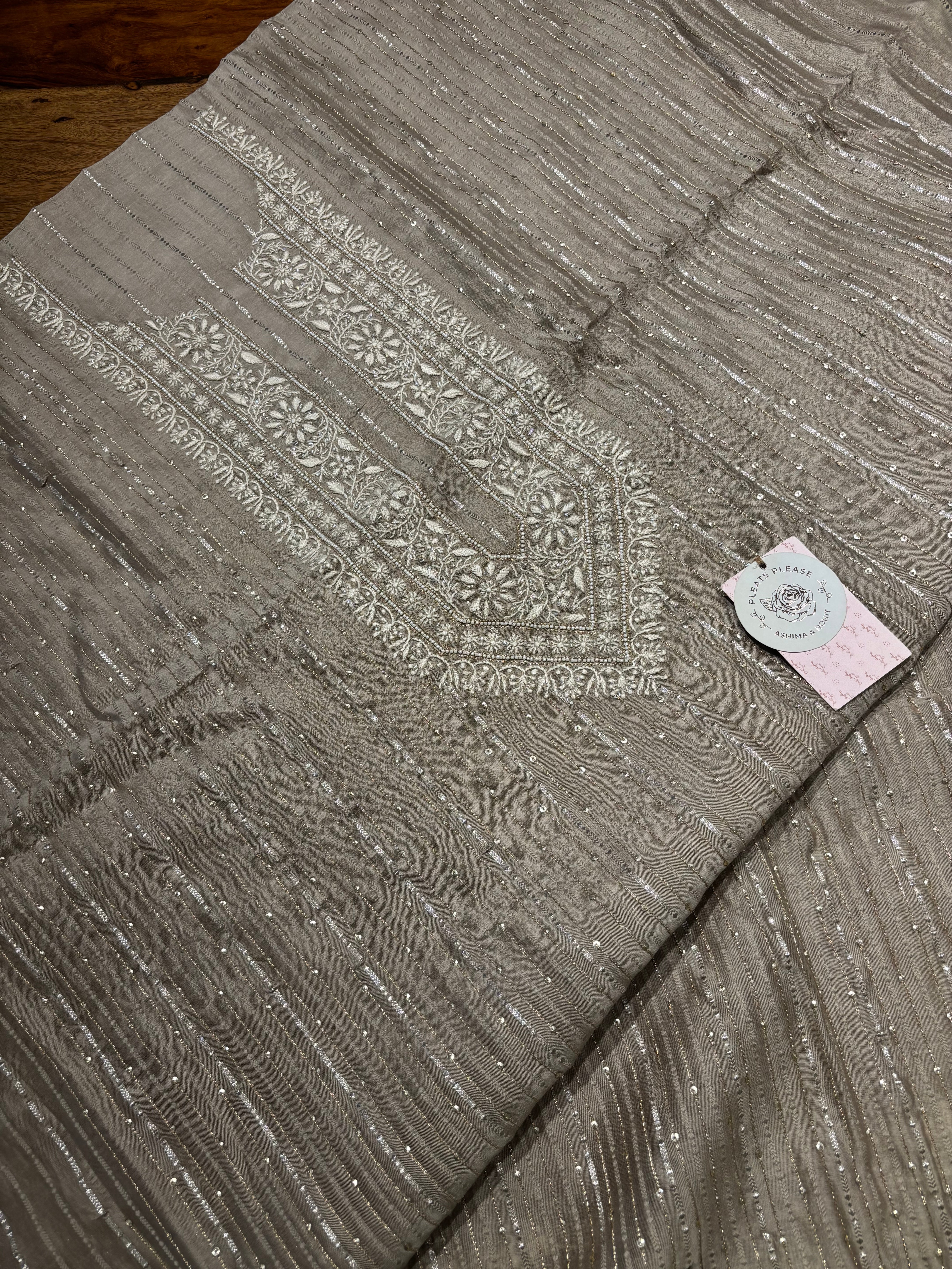Hazelnut Brown Chanderi Silk Chikankari Men’s Kurta