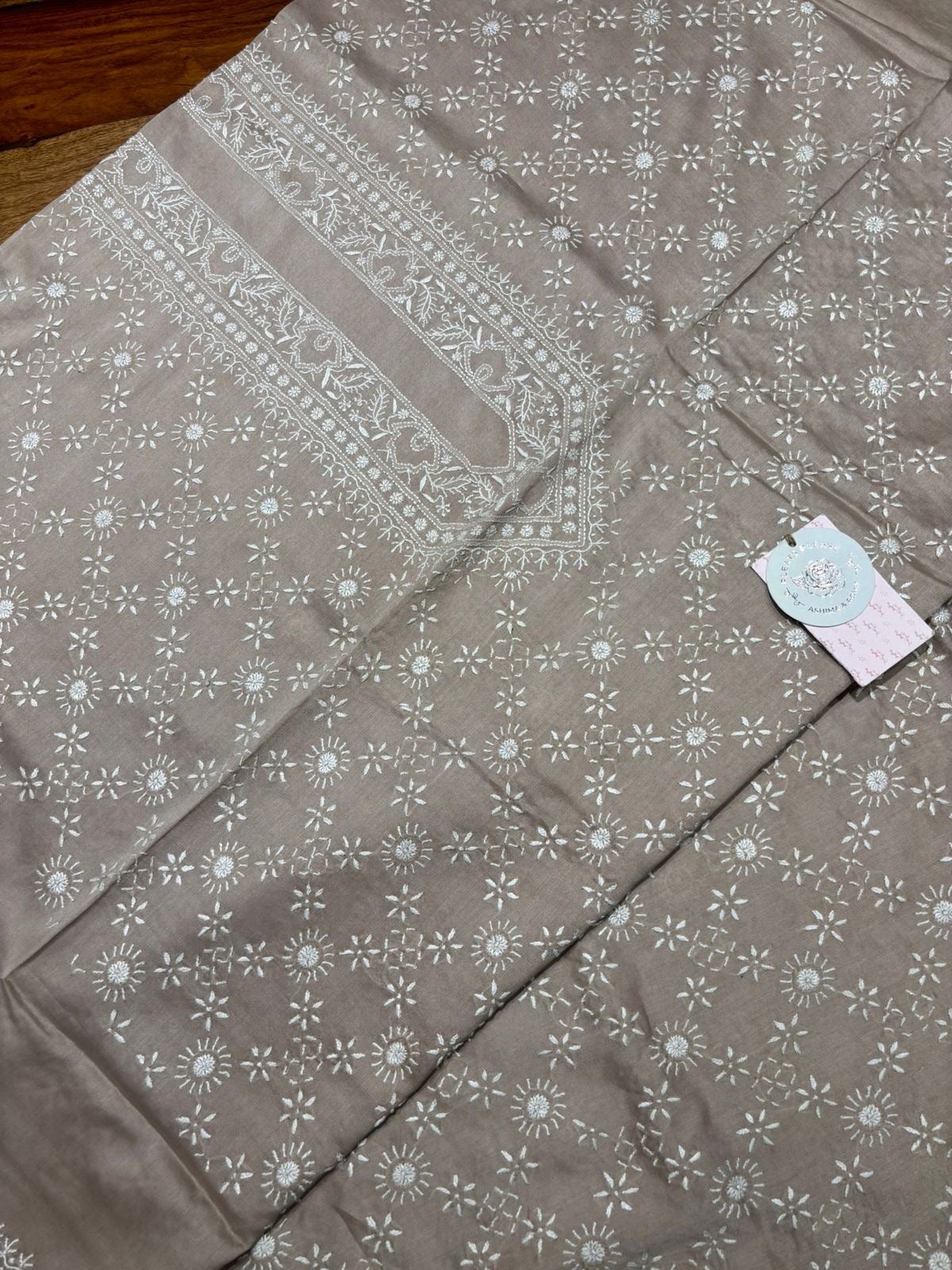 Hazelnut Brown Chanderi Silk Chikankari Men’s Kurta