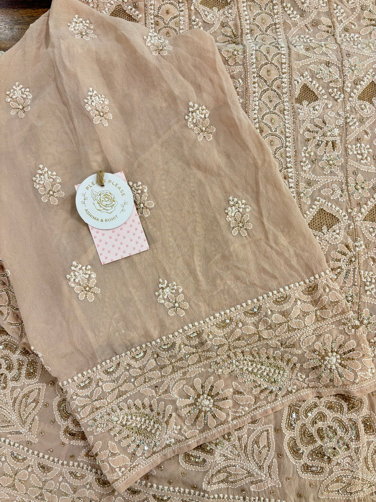 Blush Peach Pure & Premium Georgette Chikankari Anarkali & Dupatta