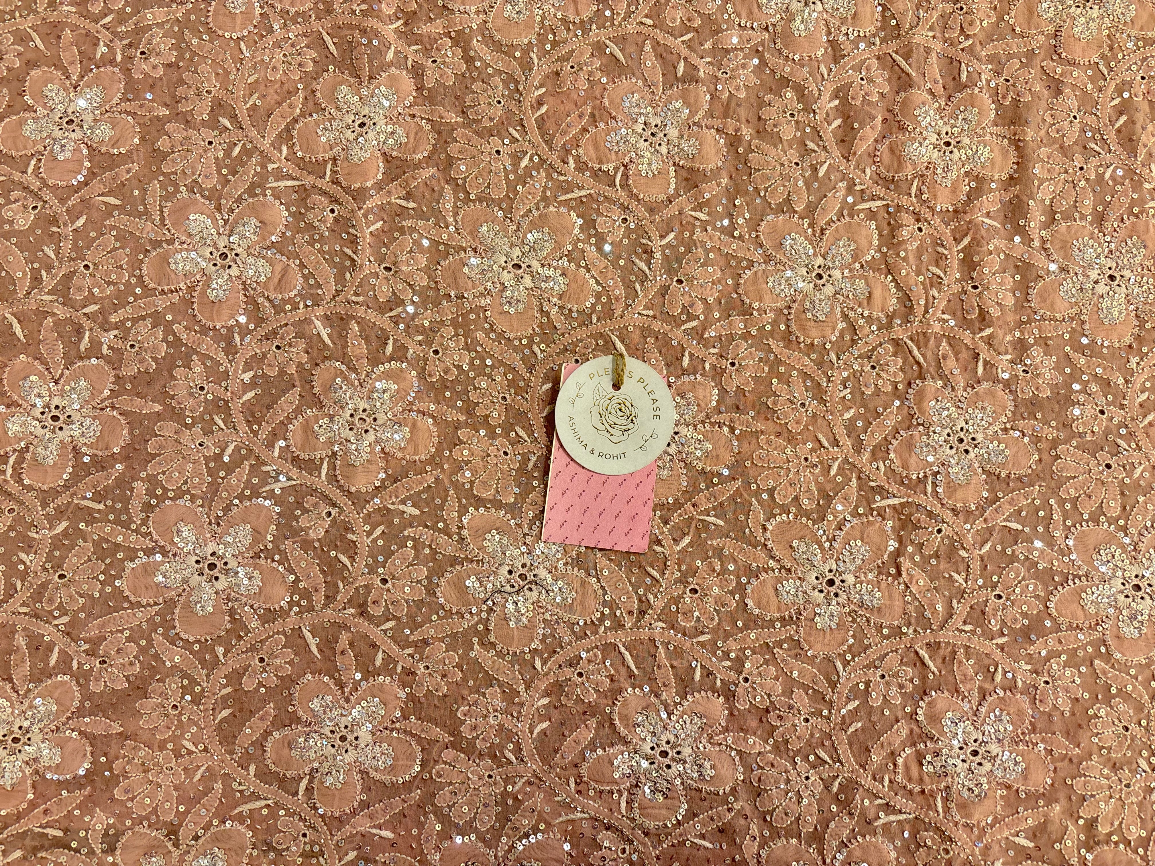 Pastel Peach Pure & Premium Georgette Chikankari Kurta & Dupatta