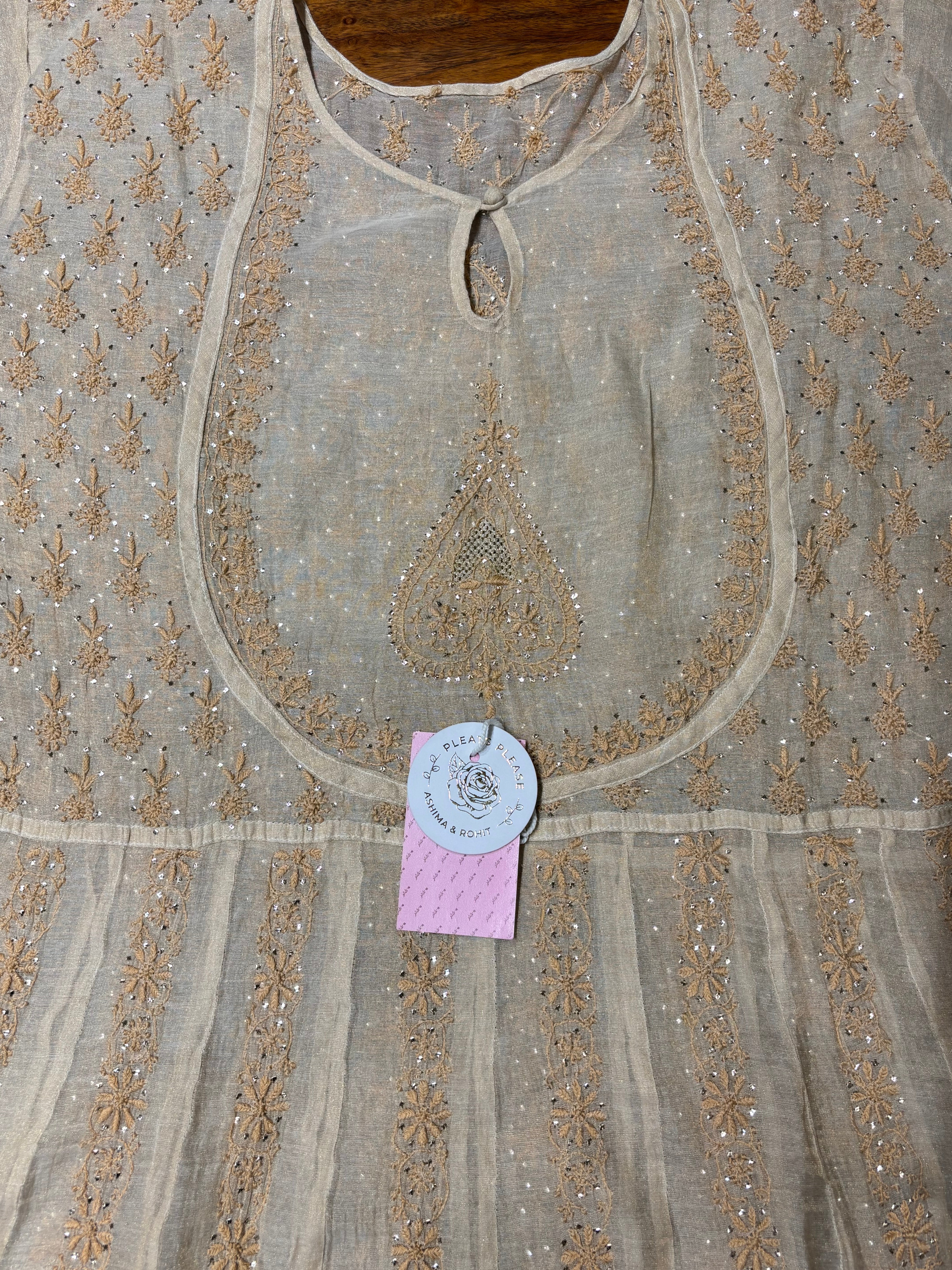 Dyeable Pure Tissue Chikankari A-Line Anarkali & Dupatta