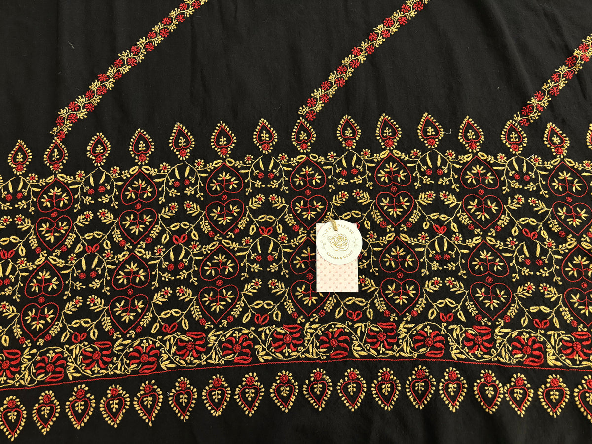 Black Pashmina Chikankari Shawl
