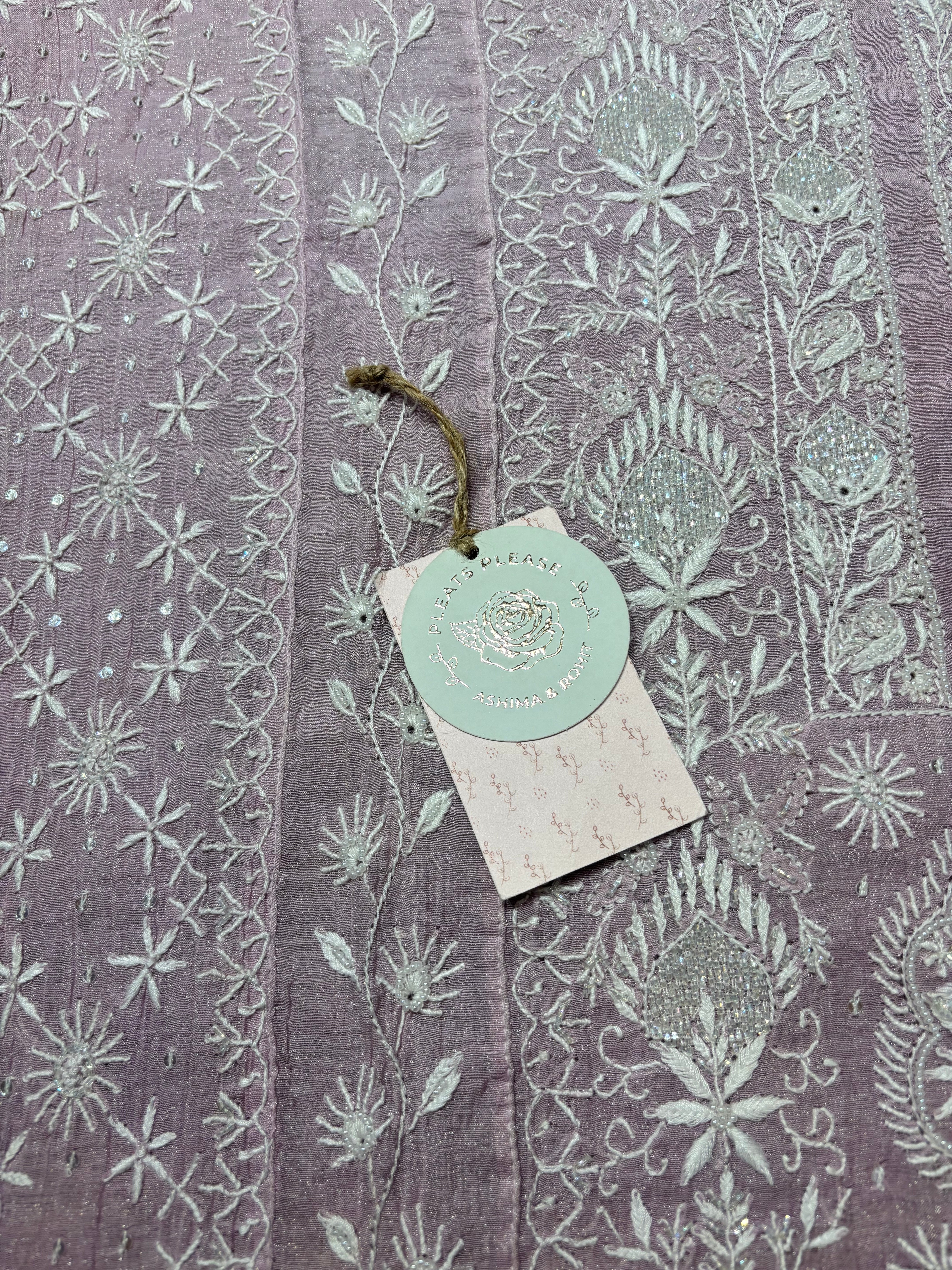 Lilac Tissue Chikankari Kalidar kurta and Dupatta set