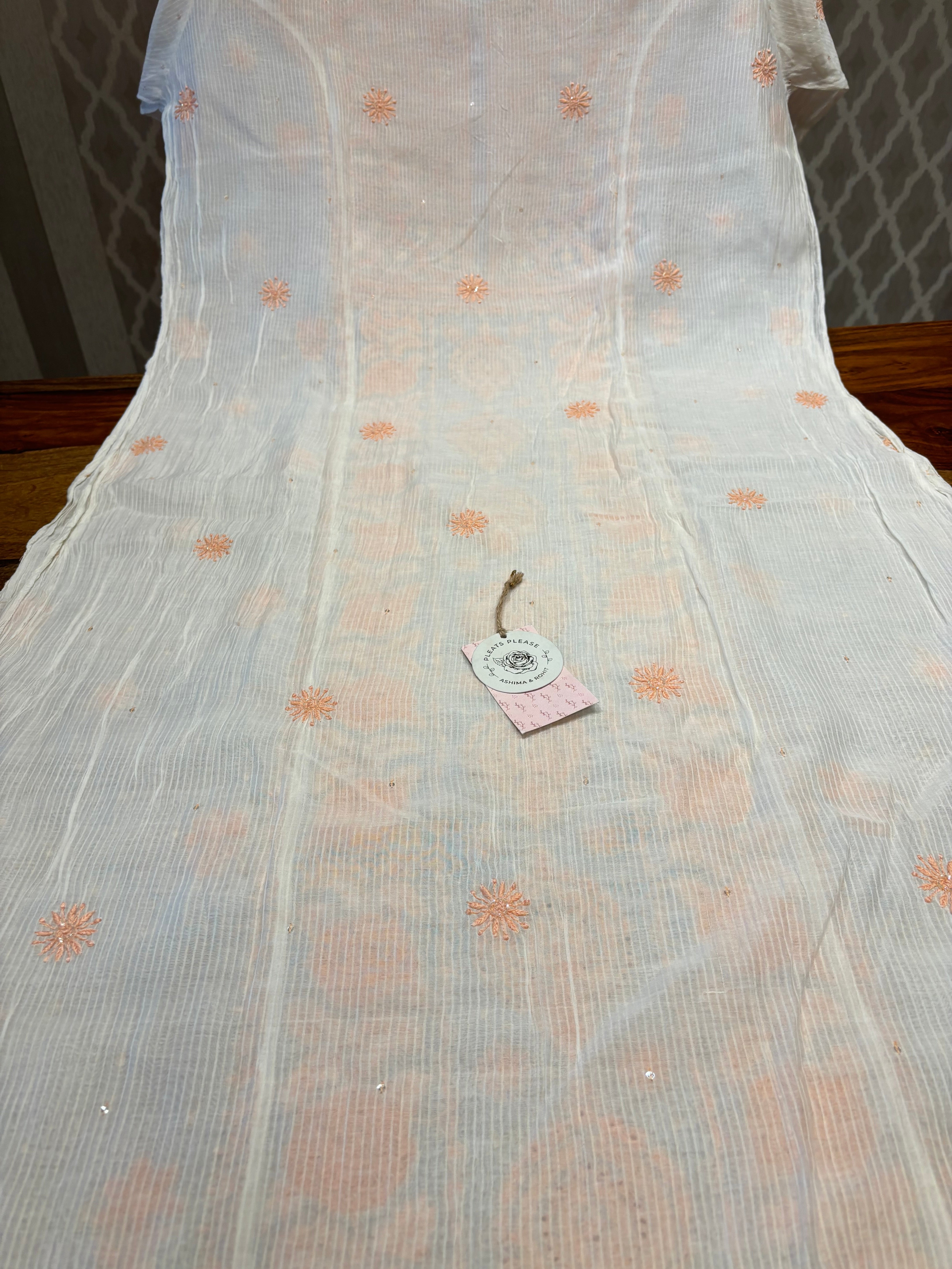 Dyeable Chanderi Maheshwari Chikankari Kurta And Dupatta Set
